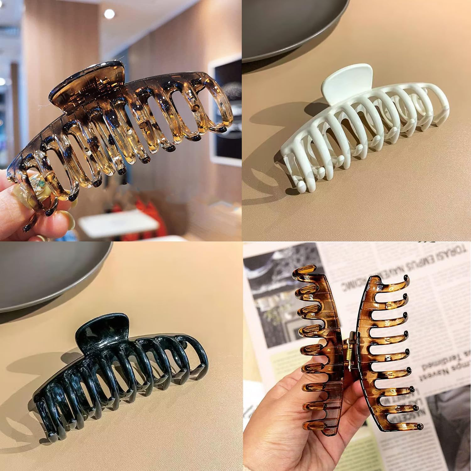 3-Pack Women'S Hair Clips, Claw Clips, Stylish Hair Clips, Strong Holding Hair Clips, Non-Slip Grip Clips, Suitable for Women and Girls Thick, Thin Hair (Three Colors) image number 2