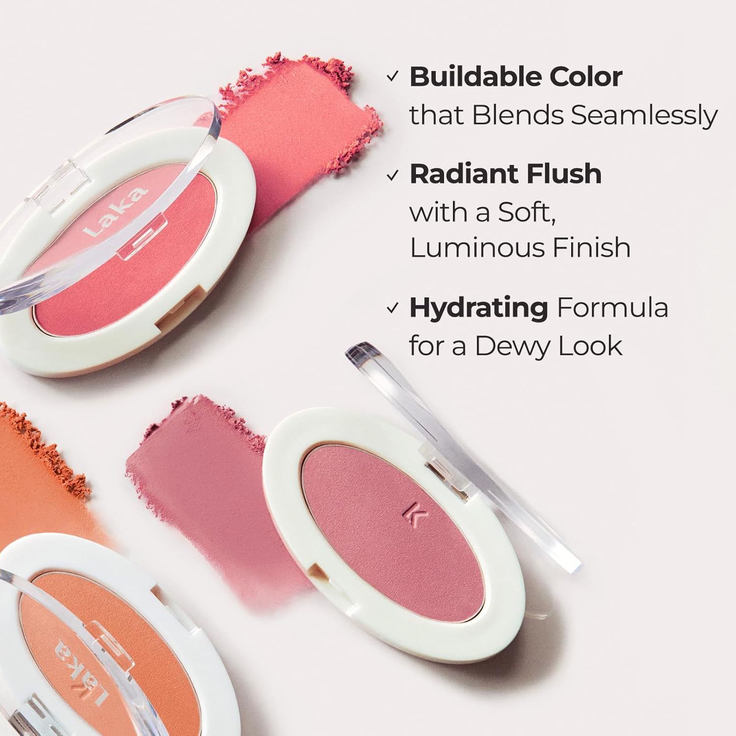 Laka Love Silk Blush, Radiant Powder Blush, Silky, Buildable Color with a Natural Glow, Long Lasting, Moisturizing Formula for a Fresh, Flushed Look, K-Beauty (#706 Lover)