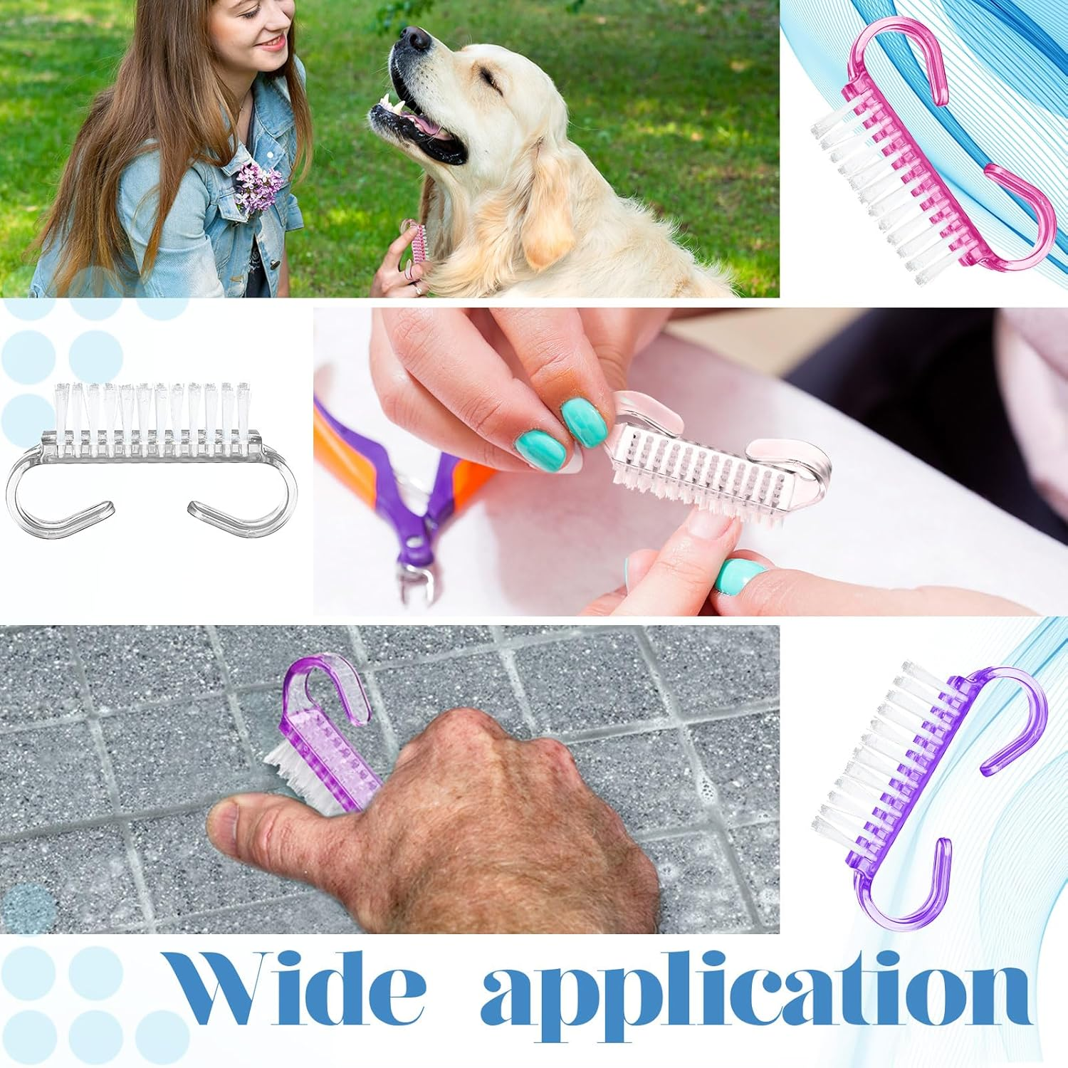 Bokon 400 Pcs Handle Grip Nail Brush Bulk Nail Scrub Brush Nail Brush for Toes and Nails Cleaner, Pedicure Scrubbing Tool Kit for Men and Women(Colorful) - Colorful image number 1