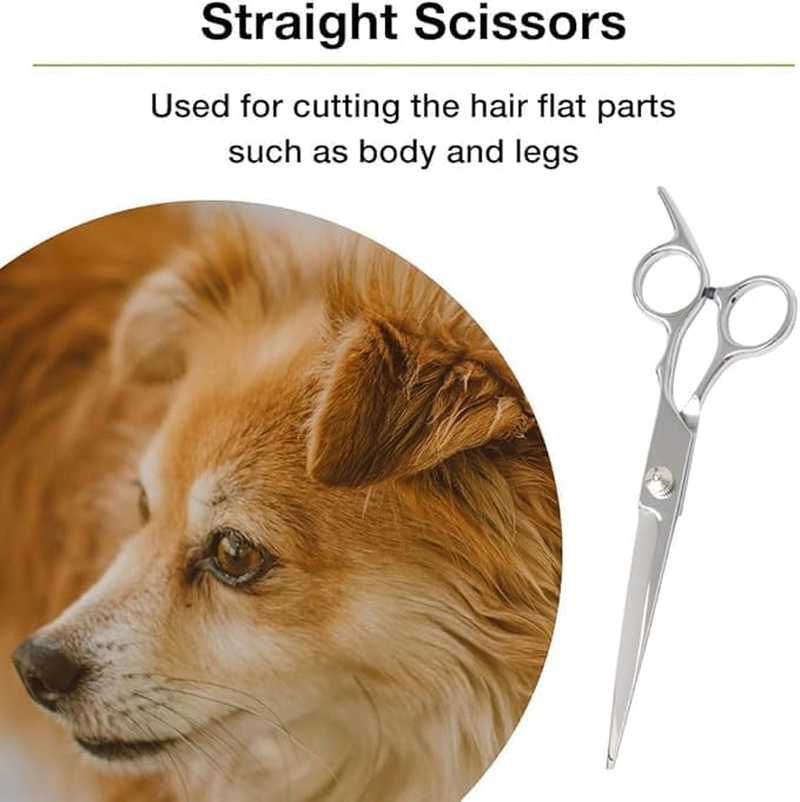 7 in 1 Premium Dog Grooming Scissors, Professional Dog Scissors for Grooming with Safety round Tips, Stainless Steel Thinning Shears, Dog Pet Cat Shears for Kit image number 6