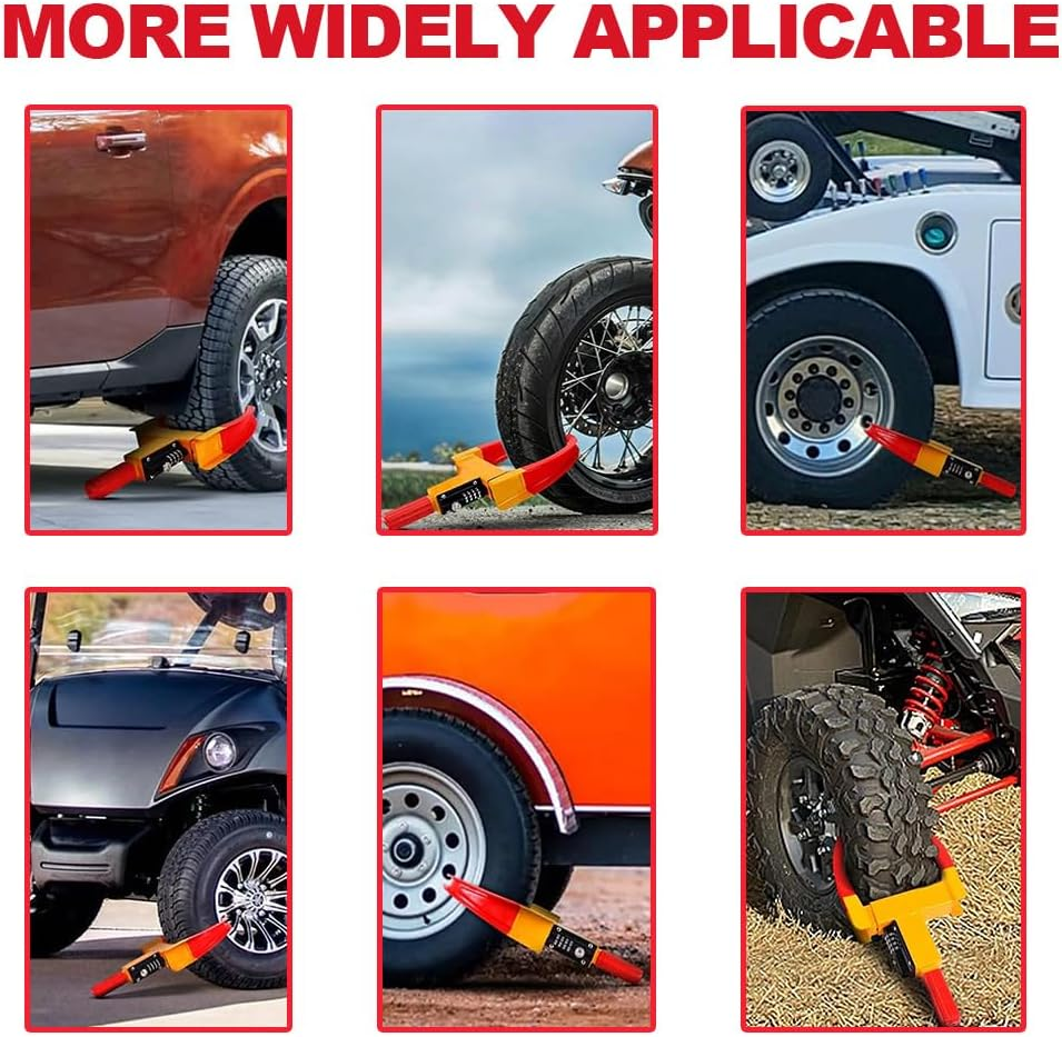 Universal Wheel Clamp Lock, Wheel Combination Lock, Safety Tire Lock, Anti-Theft and Anti-Pry, Keyless, Suitable for Cars, Trucks, Suvs, Motorcycles, Etc. (9 Holes) image number 3