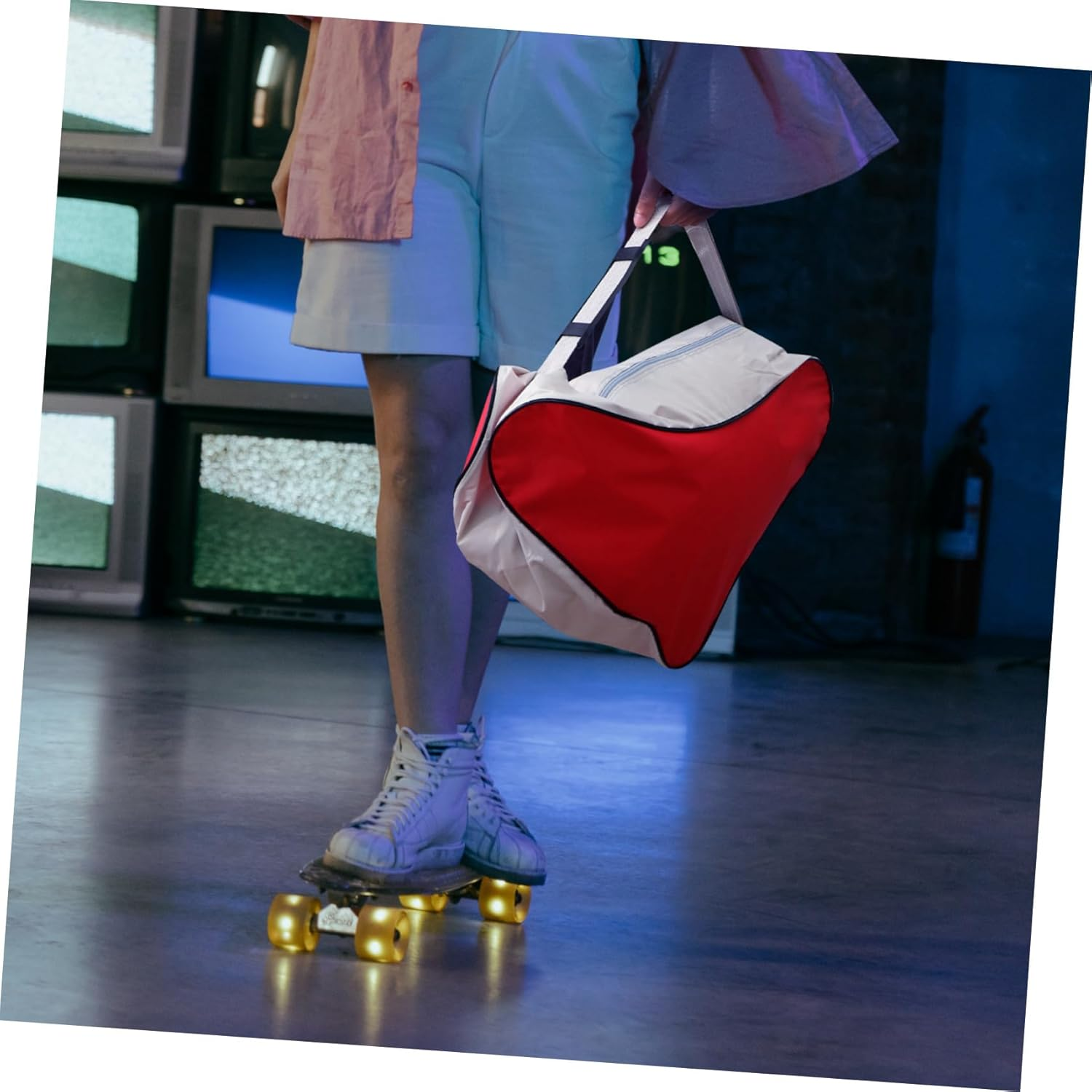 BELLIFFY Skate Bag for Ice Skating High-Capacity Roller Skate Bag Mesh Cloth for Carrying Skating Gear to Practice Sessions image number 4