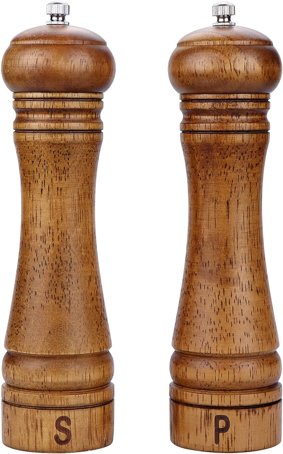 Wood Pepper Grinder Pepper Mill,Adjustable Coarseness 8 Inch Wooden Peppermill, Ceramic Grinding Mechanism Salt Mill Refillable (2 Pack) image number 4
