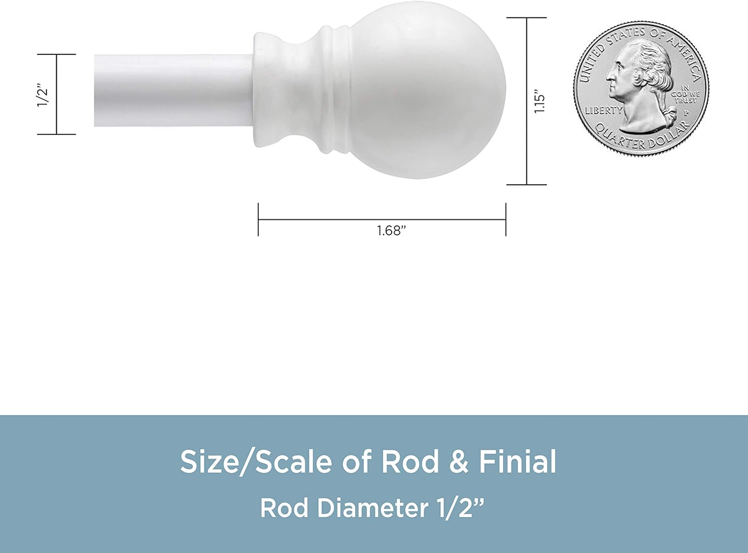 Kenney Davenport 1/2" Petite Caf&eacute; Decorative Window Curtain Rod, 28-48", White image number 1