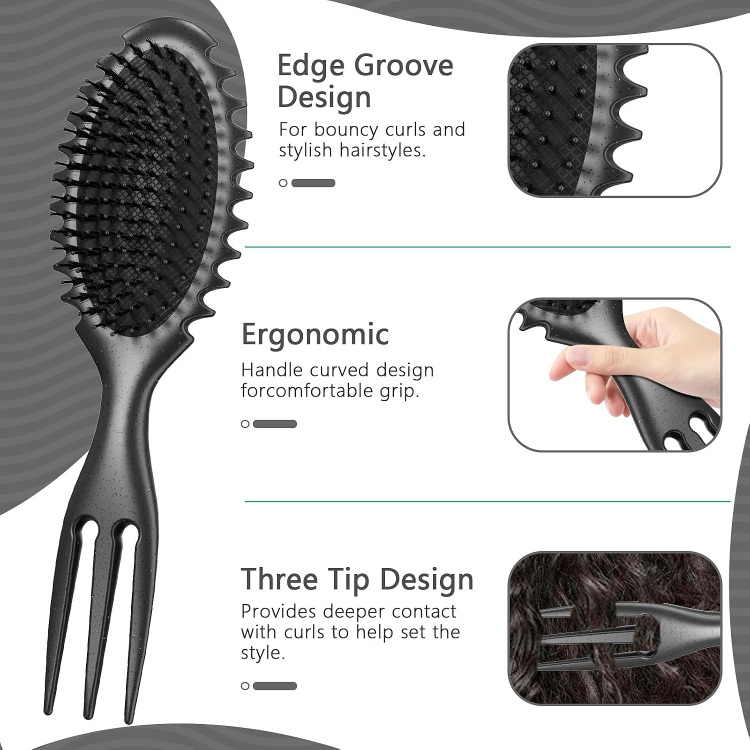 Qaestuan Curl Hair Brush, Curl Define Styling Brush, Hair Brush for Detangling for Women, Hair Brush without Pulling for Curls & Long Hair, Curl Detangler Brush for Men and Women
