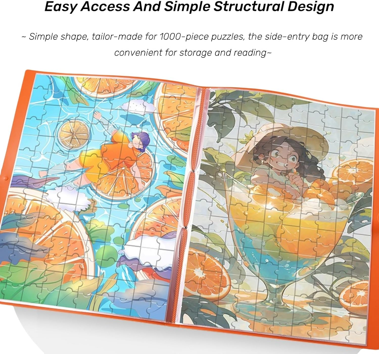 Large Puzzle Storage Folder 1000-Piece Puzzle Storage Keeper with 10/20 Pages Side Insertion Puzzle Organizer Album Saver for Valentine Day Gift (Black1,20Pages) image number 7