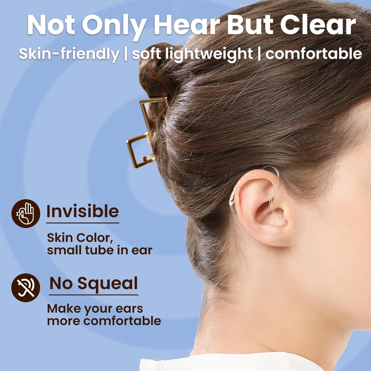 JINGHAO Hearing Amplifier Aids Rechargeable for Seniors Adults Auto Power on off with Portable Charging Case image number 4