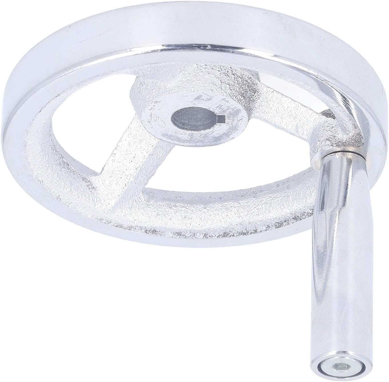 3 Spoke Hand Wheel, 100Mm Diameter Machine Tool Handwheel with Revolving Handle, Cast Iron Chrome Plated Handwheel for Milling Lathes, round Metal Hand Wheel image number 5