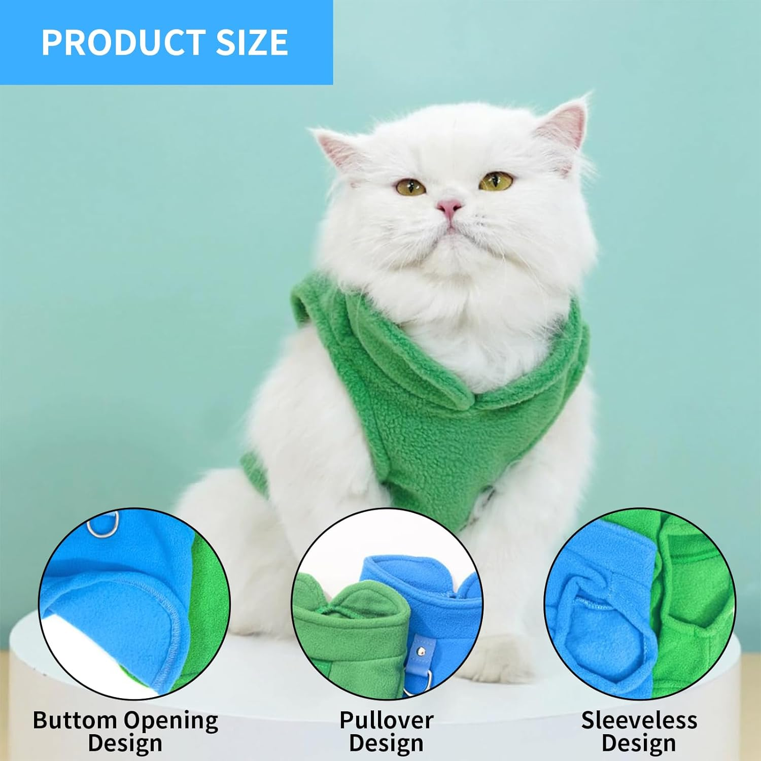 2-Pack Fleece Vest Sweater with Leash Ring, Fleece Cold Weather Jacket for Puppies Small Dogs, Kittens, Cats, Chihuahua (S: 4-6Lbs)