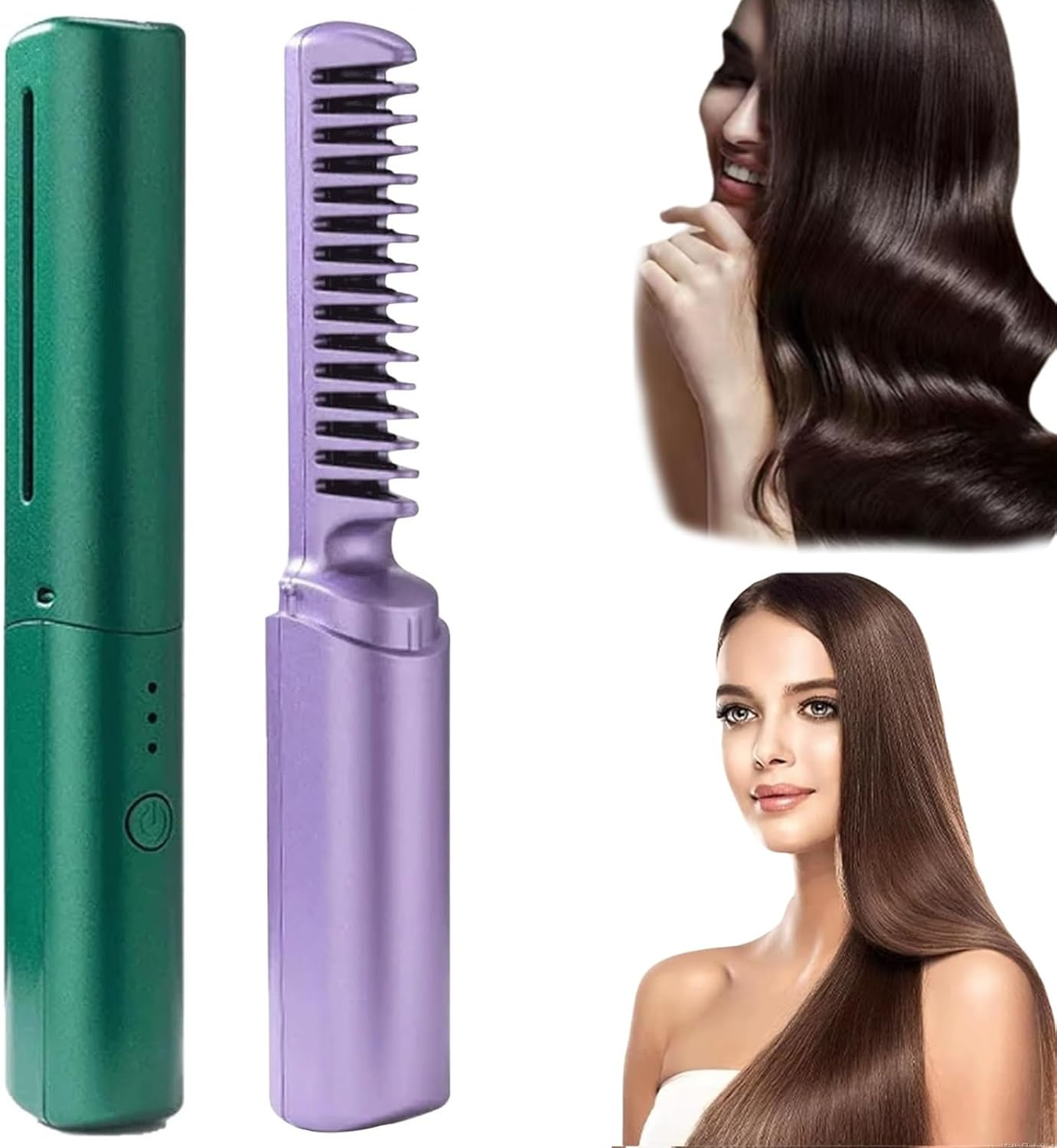 2024 Latest Hairdressing Comb, Rechargeable Mini Hair Straightener, Portable Hair Straightener Cordless, 3 Temperature Adjustments Travel Size Electric Flat Iron, Styling Combs (Pink)