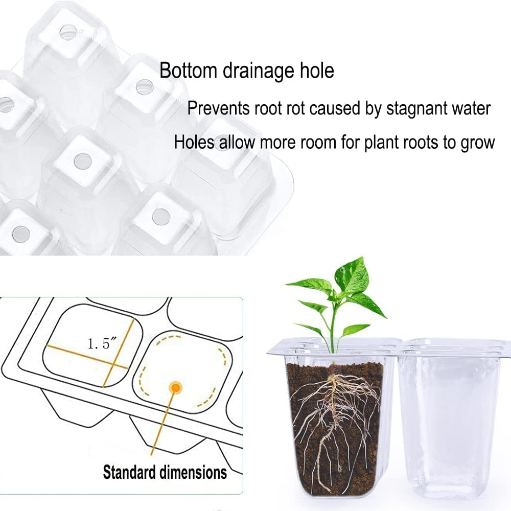 12 Packs Seed Starter Tray,Seed Starter Kit with 10 Plant Labels (12Cells per Tray),Mini Greenhouse Germination Kit for Seeds Growing Starting,Seed Starting Trays Plant Starter (12, Green) image number 3