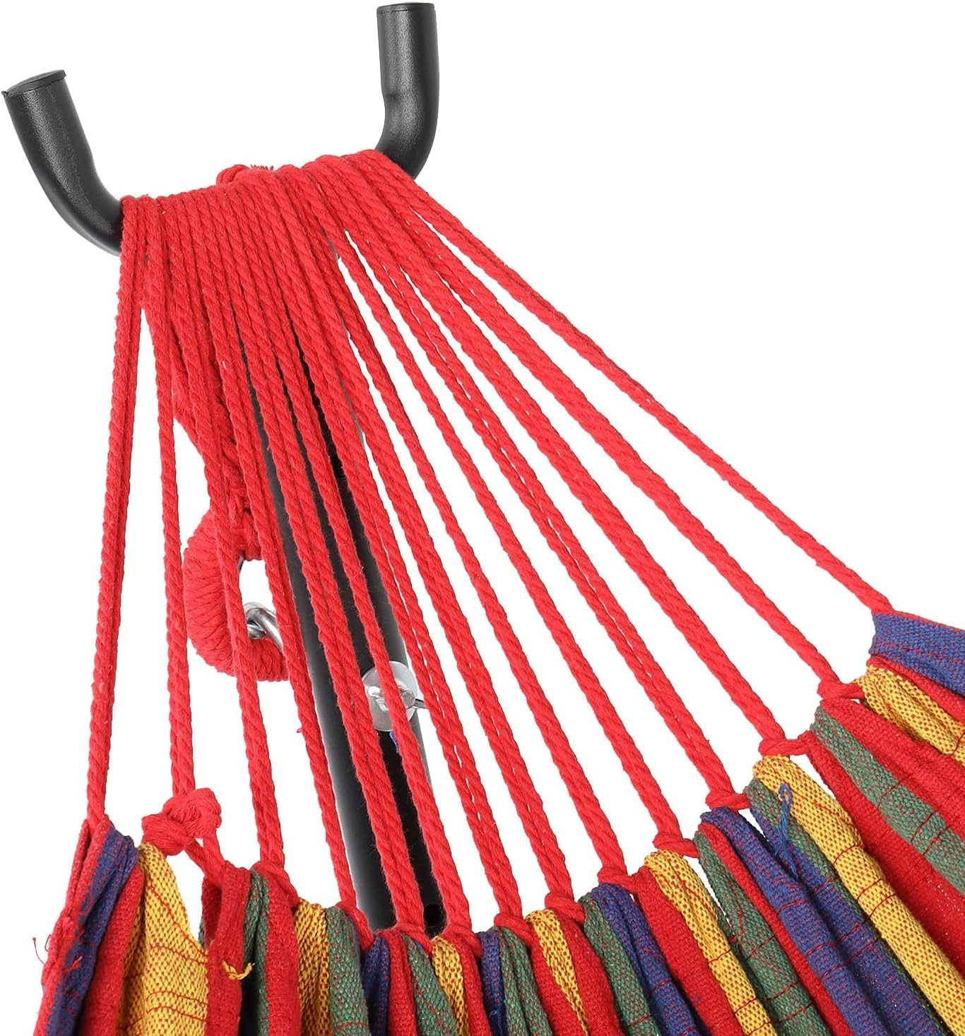 Double Hammock with Stand Heavy-Duty Space Saving Steel Stand outside Garden Yard Outdoor 600Lb Capacity Easy Assembly Hammocks and Portable Carrying Bag,Perfect for Indoor,Yard (Orange) - Orange image number 2