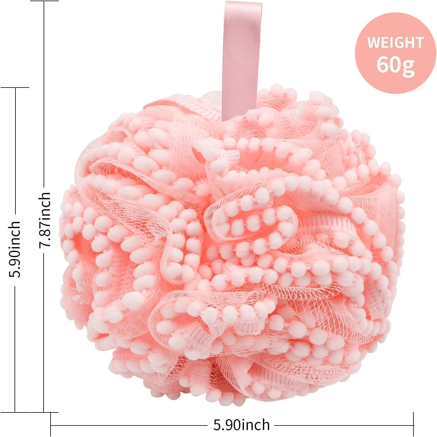 Bath Shower Sponge Soft Mesh Poufs Shower Loofah Ball Body Wash Scrubber Bath Sponge for Women and Men Soothing Face & Body Exfoliator (2Pcs 60G Luxury) image number 4