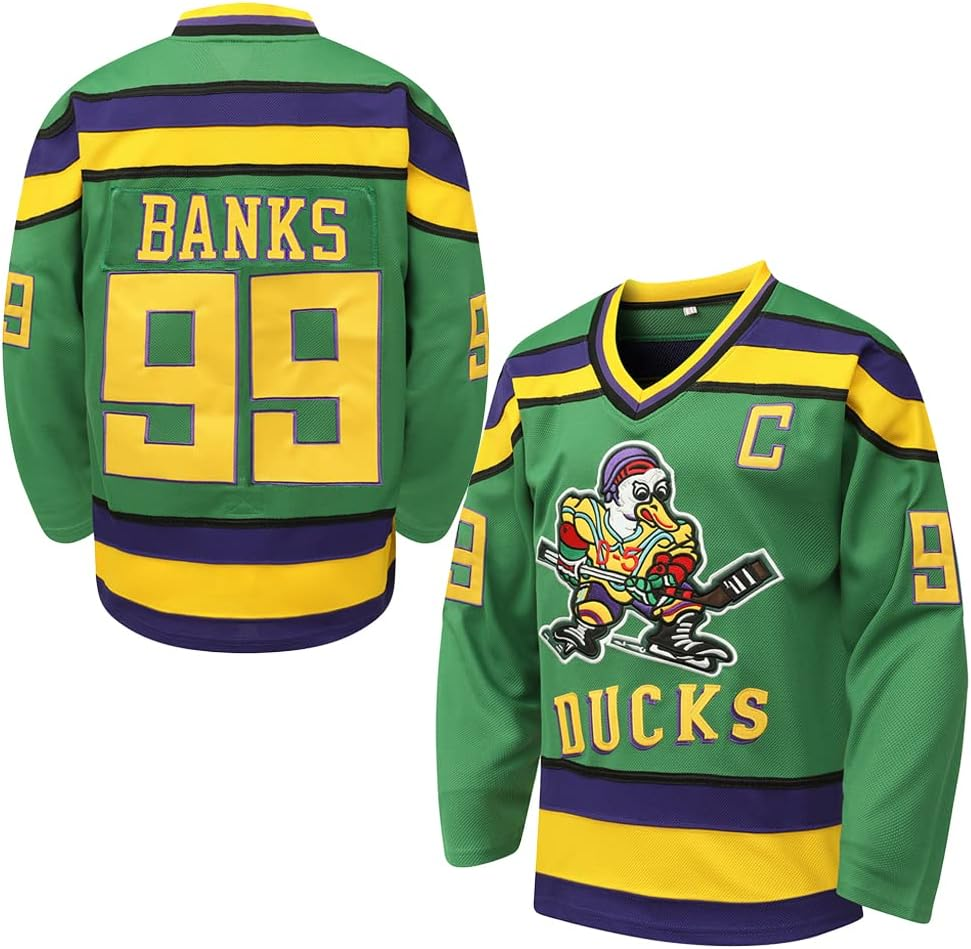 Mighty Ducks Ice Hockey Jersey #96 Charlie Conway #99 Adam Banks,90S Movie Hockey Jersey for Men and Women image number 5