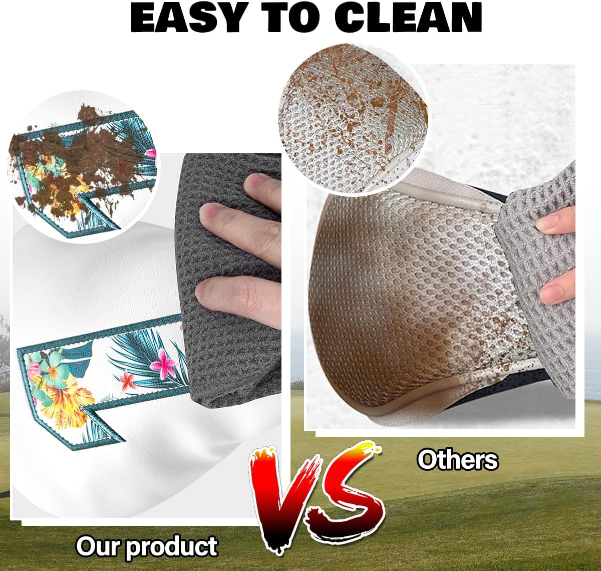 BAIRBRE Golf Club Covers Driver Covers Fairway Wood Headcover Hybrid Cover Leather Mallet Putter Covers Blade Headcovers Golf Head Covers for Most Brand image number 5