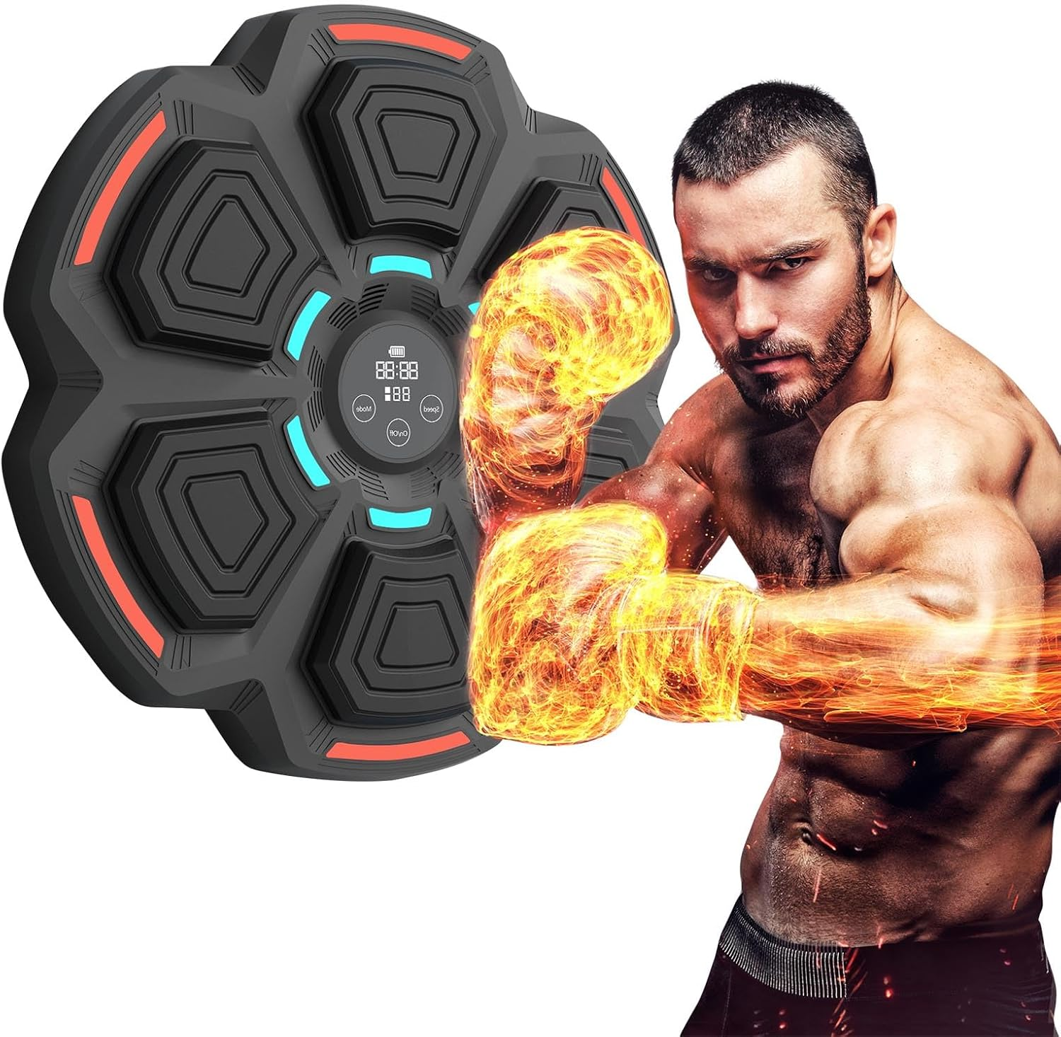 Heyolo Music Boxing Machine with Boxing Gloves, LED Electronic Wall-Mounted Boxing Punching Machine, Musical Boxing Training Machine for Adults and Kids, Workout Equipment for Home Gym