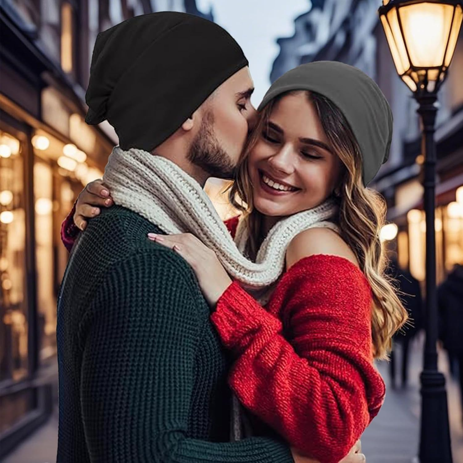 Tzylomirx 2 Pack Cotton Slouchy Beanie Hats - Breathable Lightweight Skull Cap for Men & Women, Stretchy Unisex Outdoor Beanie for Running Cycling Hiking, Breathable Chemo Hats Black