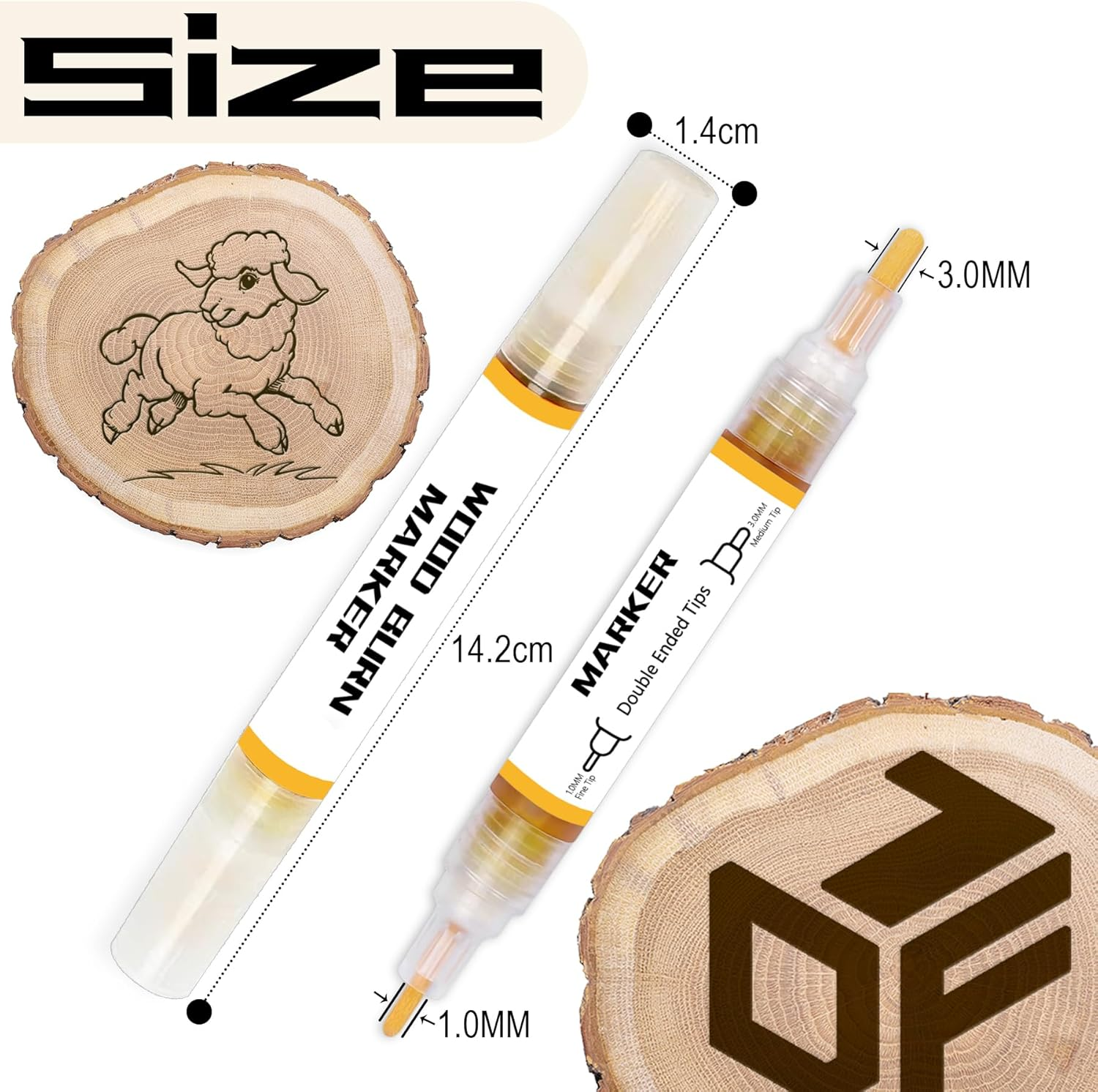 1DFAUL Wooden Burning Marker, 2PCS Scorch Pen for Wood Burn, Double Sided Art Wood Burn Paste Marker, Accurately & Easily Burn Designs on Wood & Crafts, Suitable for Beginners DIY Wood image number 6