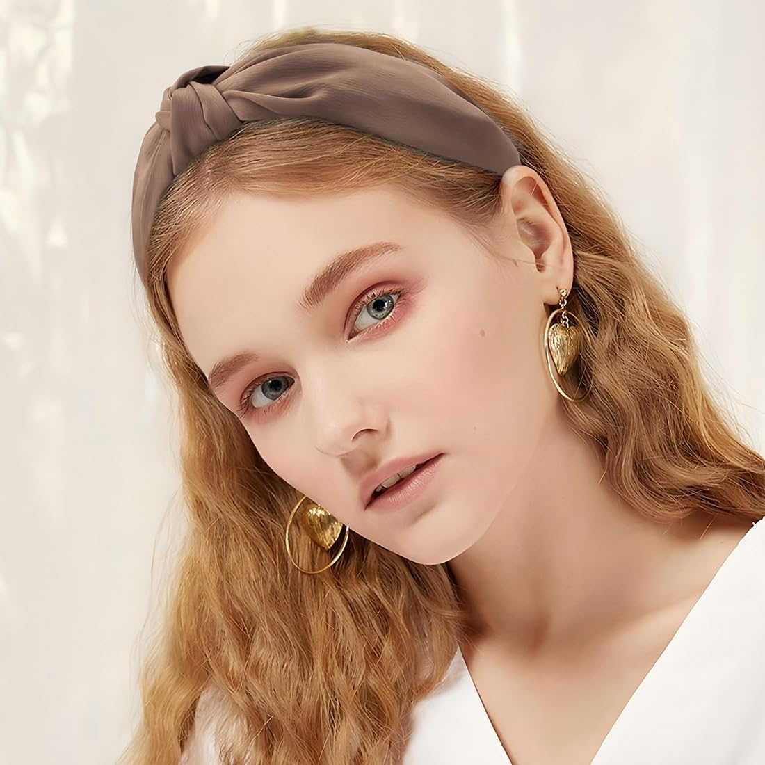 JYNVO Women'S Hair Band 4 Pieces Headband with Cross Knot - Black, Coffee, White, Cream White - Hair Accessory for Everyday Use and Makeup