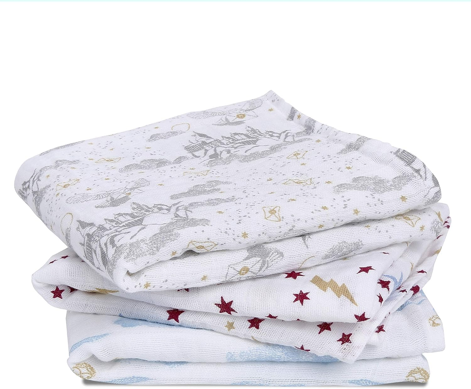 Aden + Anais 100% Cotton Muslin Musy Squares, Multi-Use Baby Cloths for Girls & Boys, 70X70Cm, Ideal Newborn & Infant Nursing Set, Perfect Shower Gifts, 3 Pack, Harry Potter&trade; Iconic