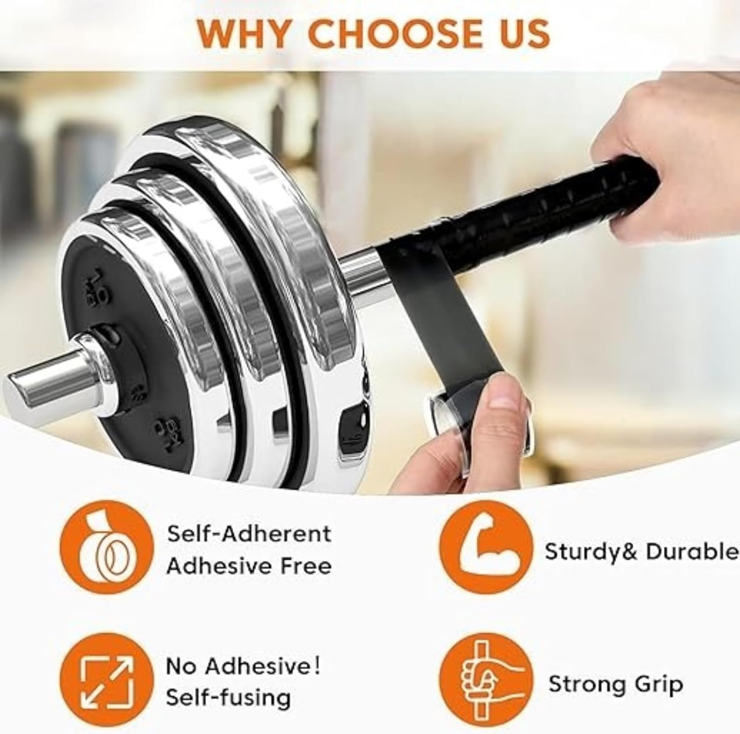 Abeillo Silicone Grip Tape Self Fusing Tapes Handles Wrap Tape，2.5Cm Wide by 3M Long, for Tennis Softball Hockey Fishing Pole Racket Shock Absorption, Black image number 1