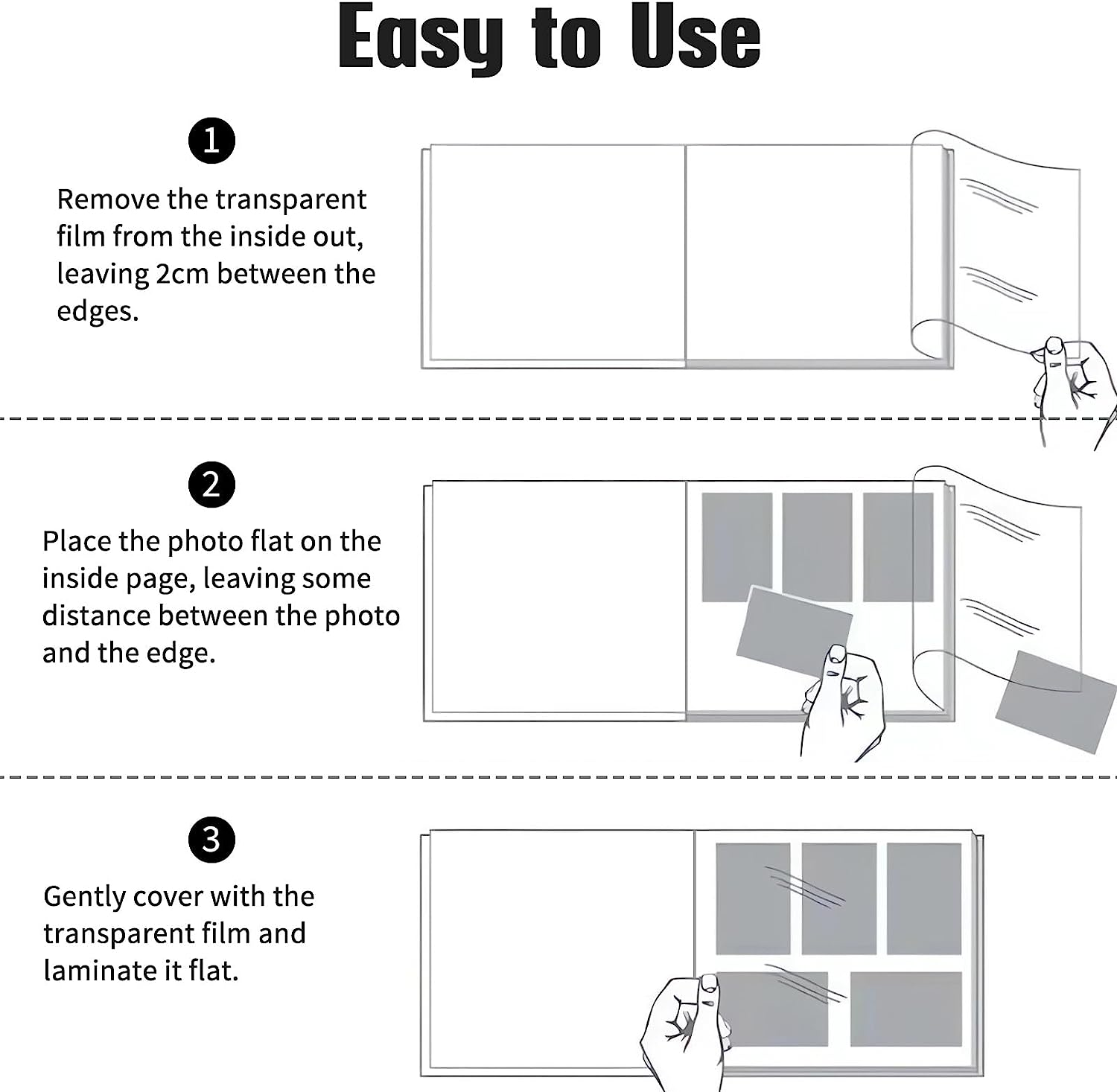 Large Photo Album Self Adhesive 60 Pages with Stickers, DIY Album Scrapbook for 3X5 4X6 5X7 8X10 Pictures (Grey) image number 5