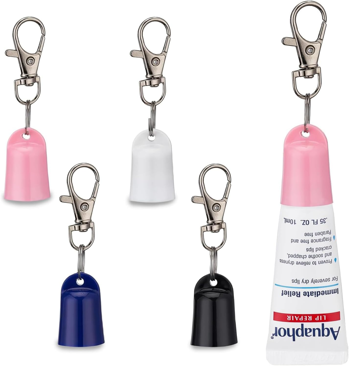 Rylaxzon4 Packkeychain Cap Compatible with Aquaphor, Keychain Cap for Lip Balm, Portable Keychain Capcompatible with Aquaphor 0.35 Oz Lip Repair Tubes, Colorful Anti‑Loss Holder with Ring image number 4