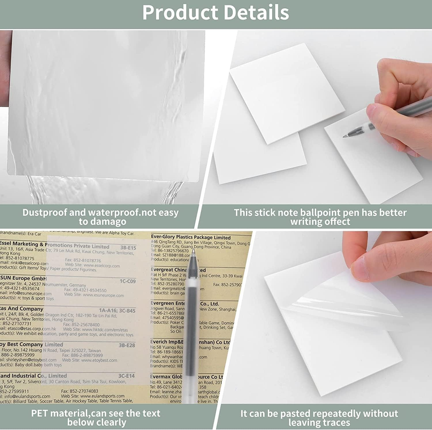 150 Sheets Clear Sticky Note Pads, 3 Sizes Transparent Sticky Notes Pads Set Waterproof Self-Adhesive Translucent Memo Tabs, Books Annotating Message Reminder for School, Office image number 2