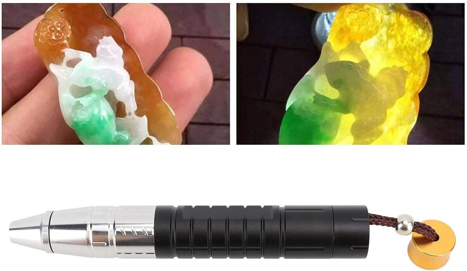 Gemstone Identification Lights with Tail Switch USB Type C UV White Yellow Light 3 in 1 LED 365Nm Flashlight for Gems Jade image number 4