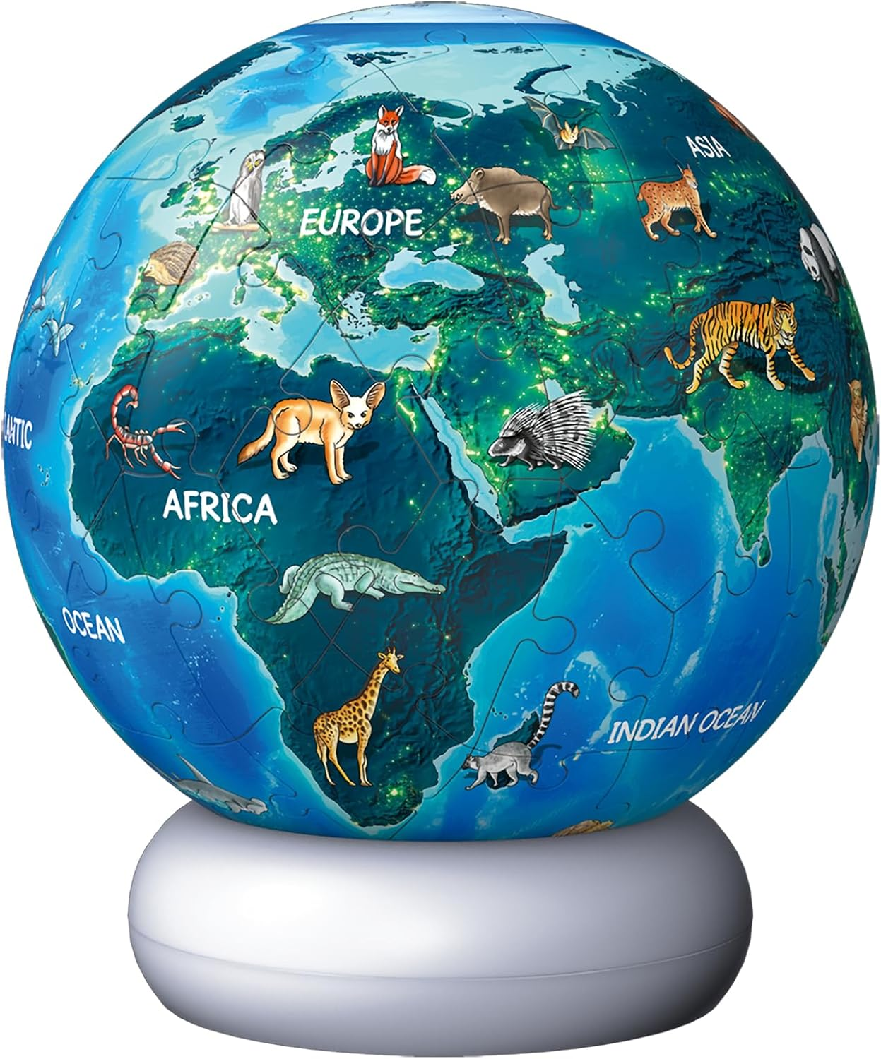 3D Puzzle-Ball Nachtlicht Erde Mit Tiermotiven: Erleben Sie Puzzeln in Der 3. Dimension! image number 6