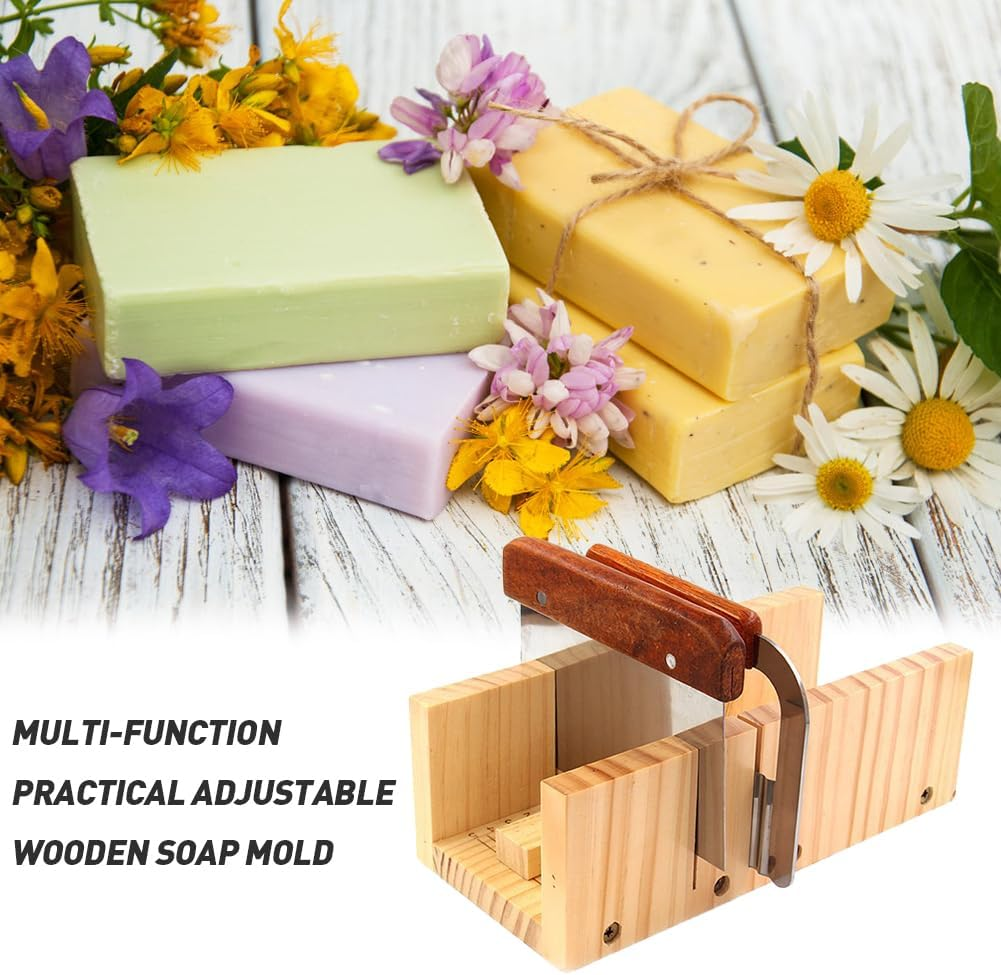 Soap Cutter Set, Wood Adjustable Mould, Multipurpose, Making Tools with Wavy and Straight Cutting Planner, Durable Mould Kit for Handmade Crafts image number 6