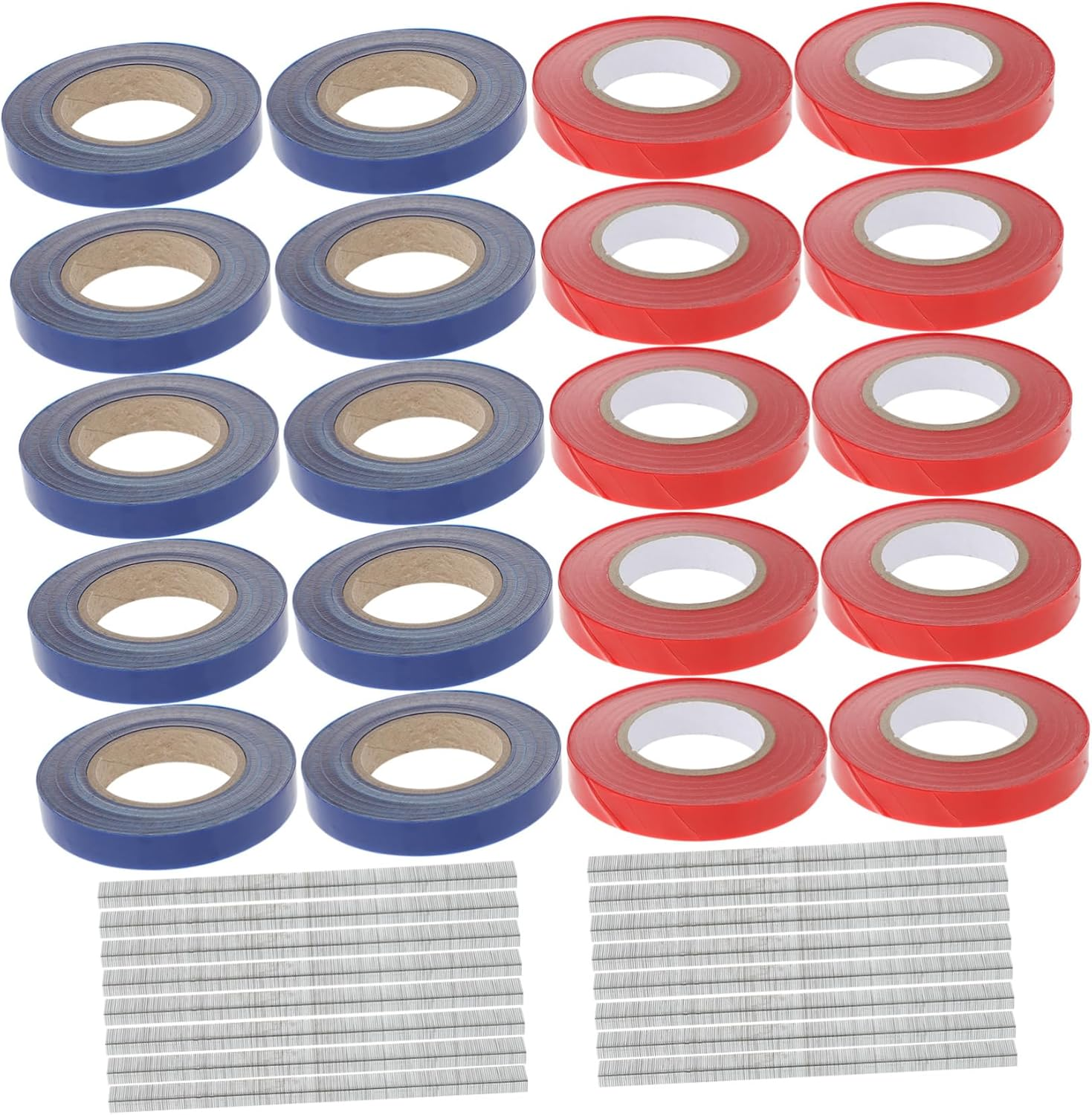 Gogogmee Garden Plant Ties PVC Tape Set with Staples for Vegetable and Flower Support, 21Pcs Kit with 10 Red and 10 Blue Branch Straps, Reusable Plant Tying Solution for Outdoor Gardening image number 3