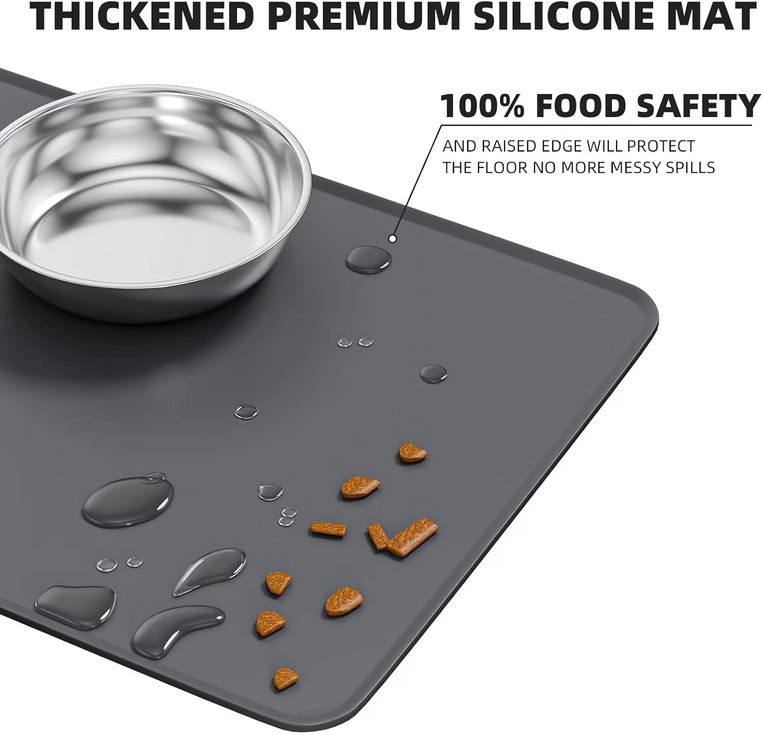 Elevated Cat Bowls Whisker Friendly,Cat Food Bowls with Silicone Food Mat,15&deg;Tilted Stand anti Vomiting Raised Cat Dishes for Food and Water,2 Stainless Steel Bowls for Cats and Puppy image number 1
