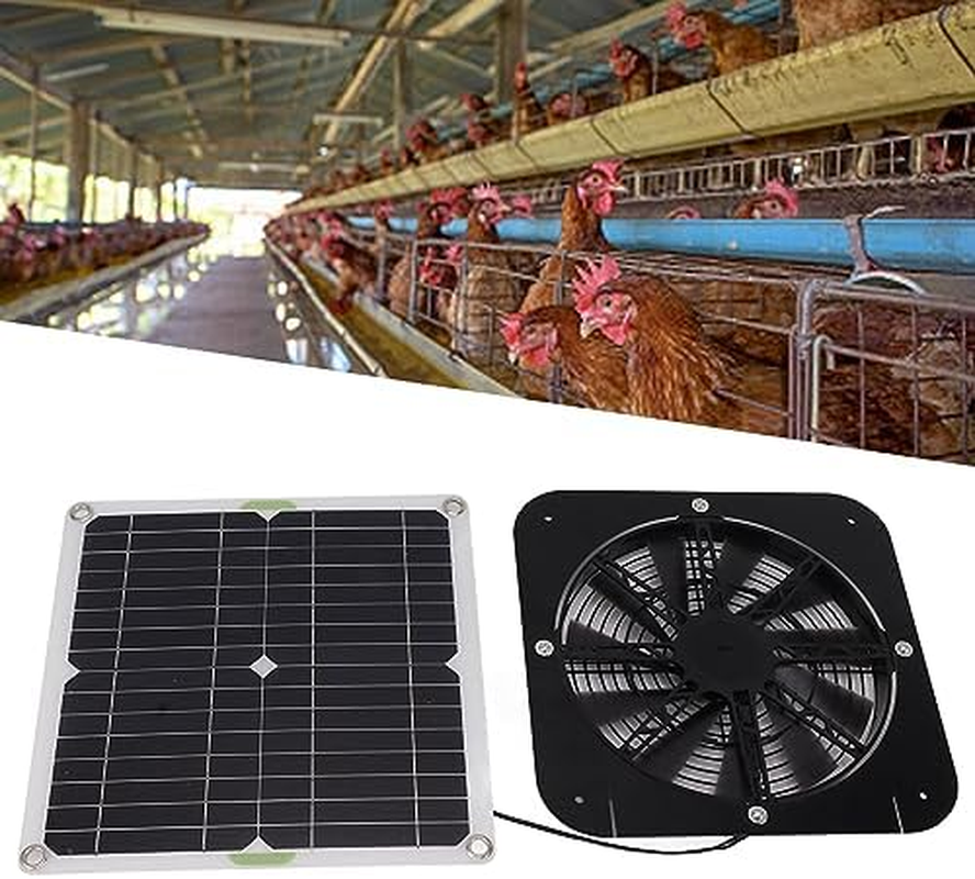 Omabeta 13.5 Inch 100W Solar Powered Fan, Solar Panel Fan Kit for Greenhouse Chicken Coop with 3000 RPM Auto Speed Adjust image number 1