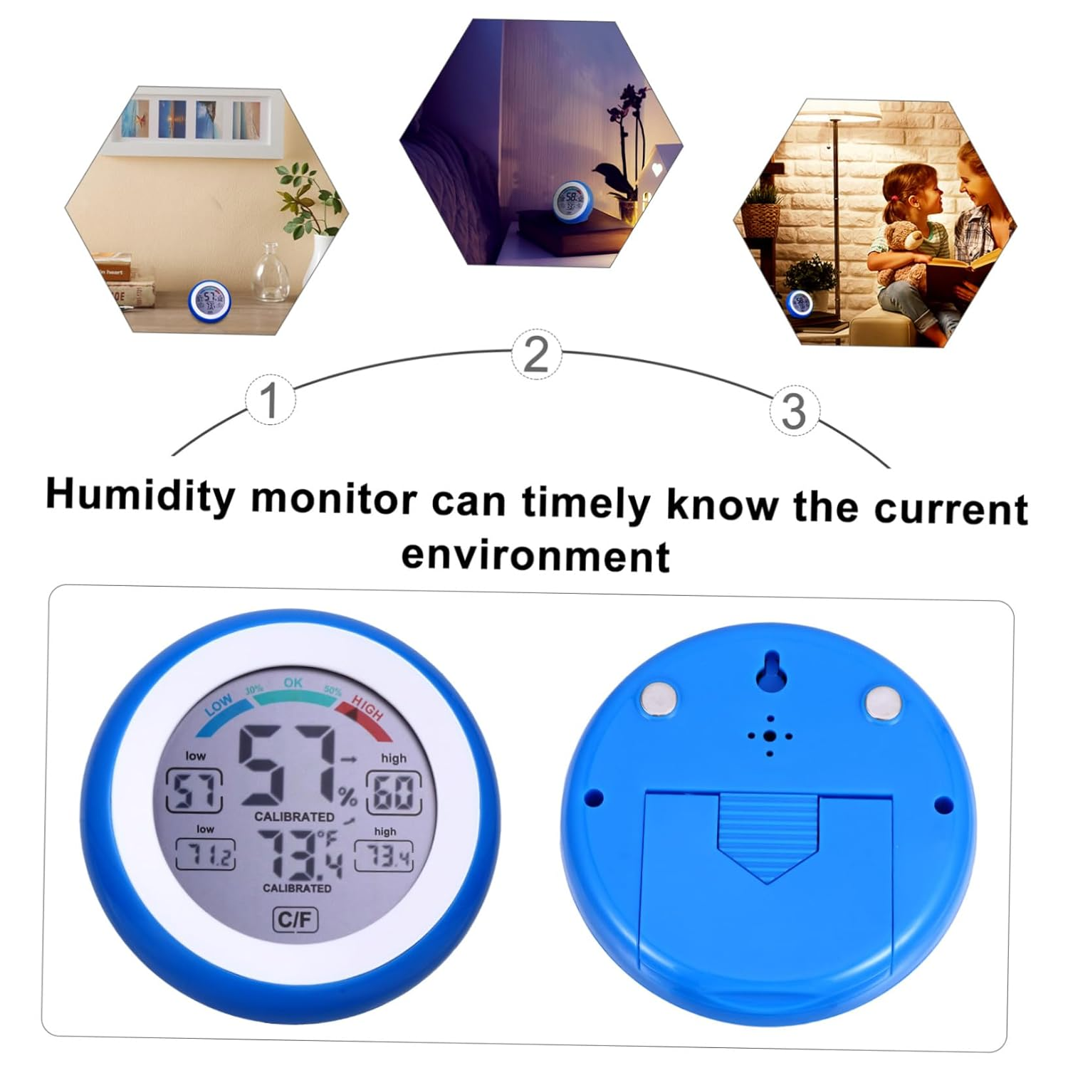 Digital Indoor Thermometer Hygrometer Temperature Gauge with LCD round Display Humidity Level Icons Values Comfort Indicator Switchable for Bedroom Office Greenhouse image number 6
