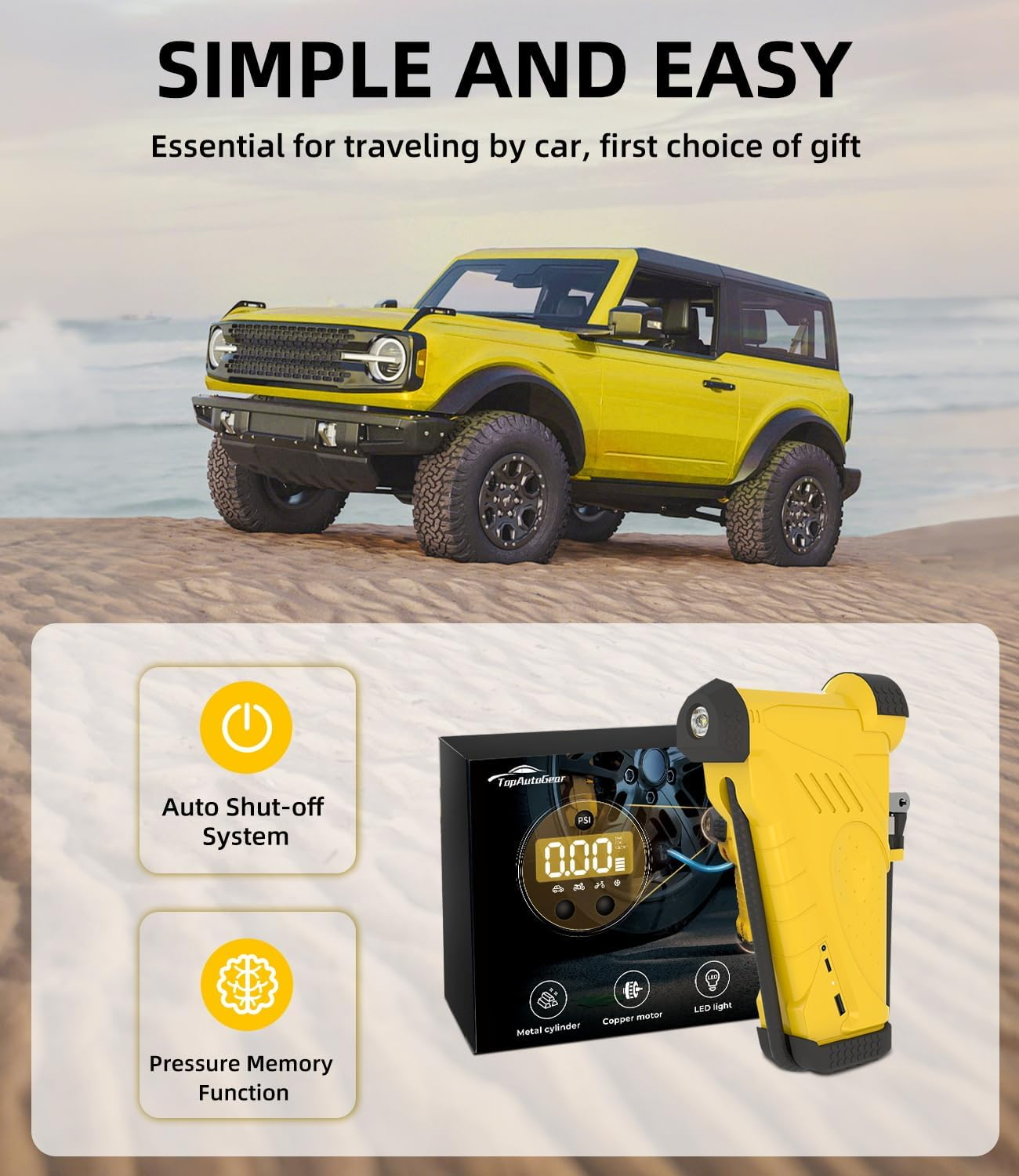150PSI Tyre Inflator Portable Air Compressor,12V/20V Dual Power Inputs and USB Output, Electric Pump for Car, off Road, Truck, Motorcycle, Ball and More image number 2
