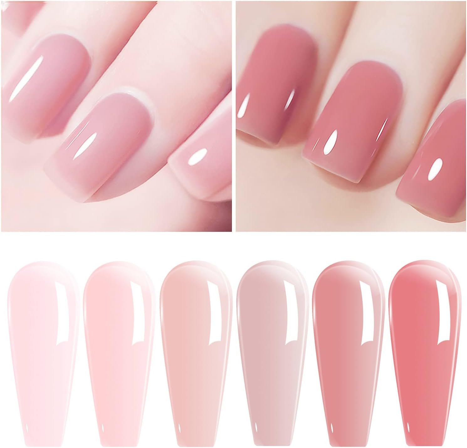 Vishine Nude Gel Polish Kit, Sheer Milky Pink Jelly Transparent Gel Nail Polish UV LED Gel Nail Gel Polish Varnish Nail Art DIY Saon 6Pcs 8ML - C054 image number 5