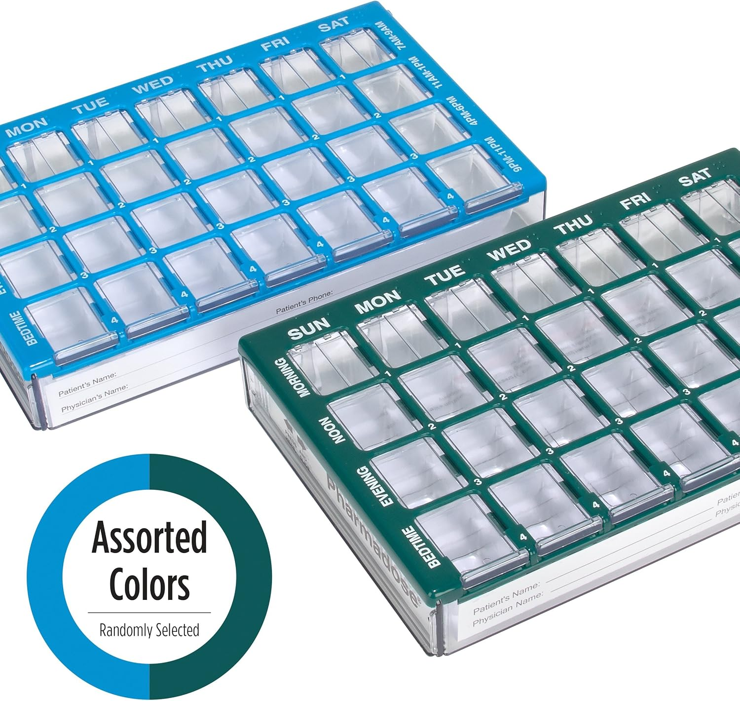 Ezy Dose 4-Times-A-Day Weekly (7-Day) Pill and Vitamin Organizer │ Pill Planner│ Medium Compartments image number 2