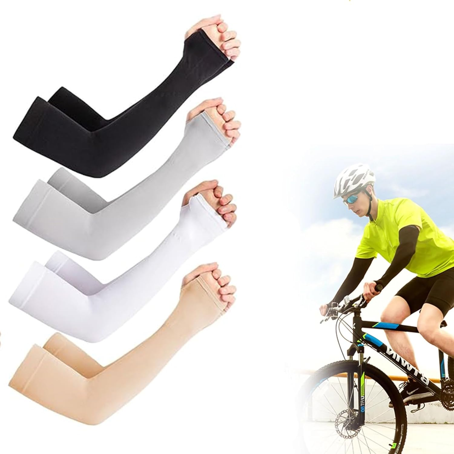 6 Pairs Cooling Arm Sleeves, Sleeves Arm Cover,For Volleyball Basketball Fishing Golfing Cycling Outdoor Sports, Multicolor, Medium image number 3