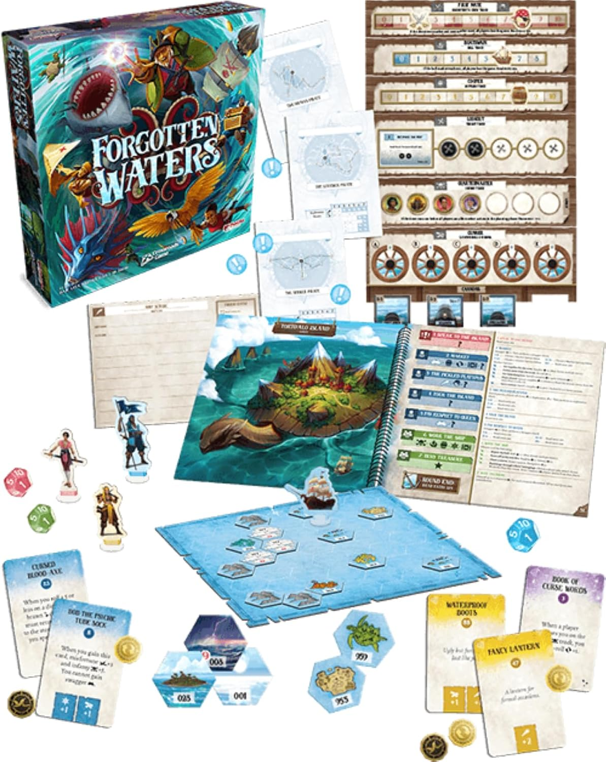 Plaid Hat Games Crossroads Game Fantasy Flight Games Forgotten Waters a Pirate Adventure Board Game 3-7 Players 13+ image number 5