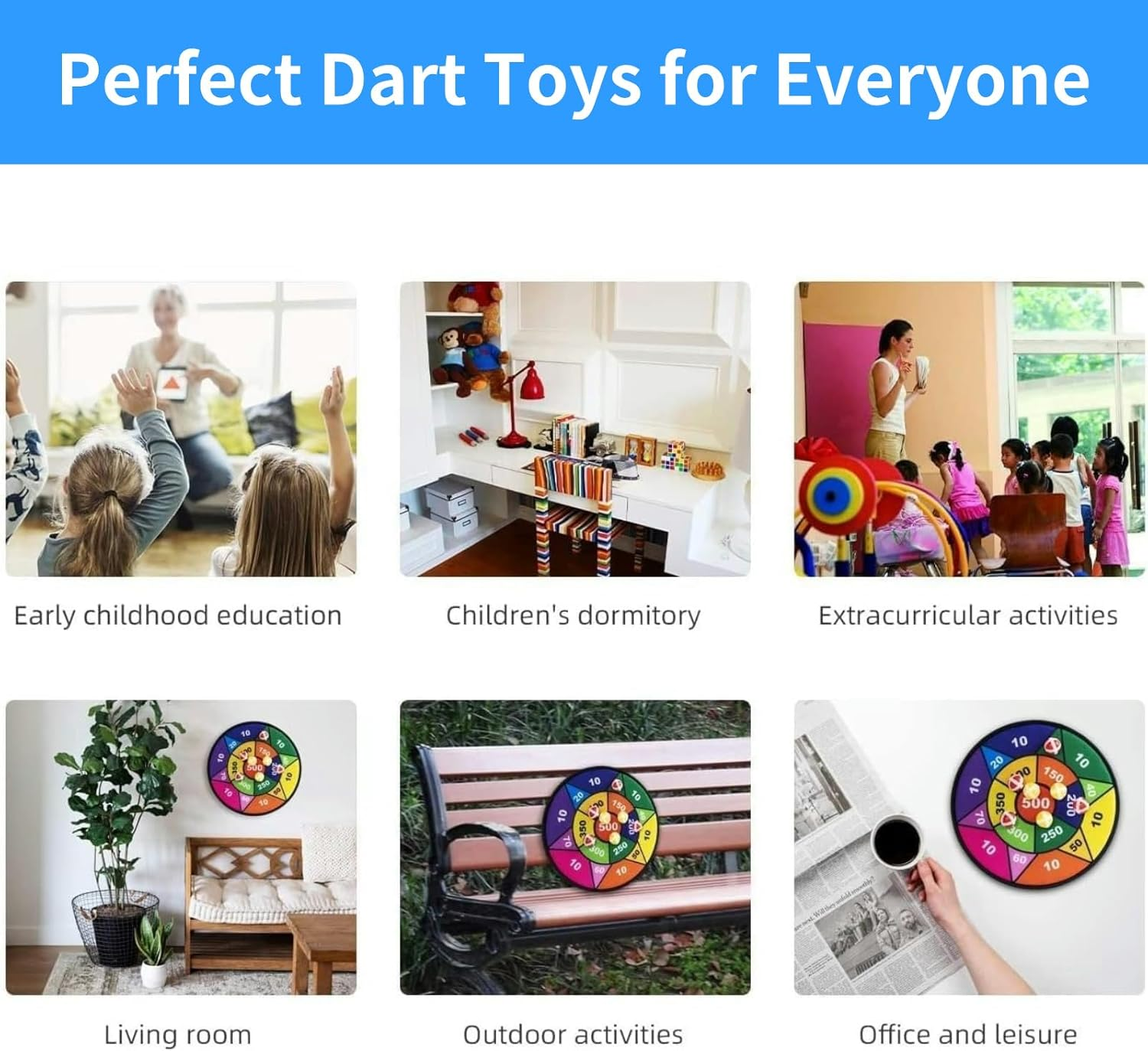 Kids Dart Board Set with 10 Sticky Darts - Dart Board for Kids, Ideal Indoor Sport Game for Family Fun, Kids & Adults - Ideal Gift for 4 5 6 7 8 9 10 11 12 Year Old Boys Girls image number 2