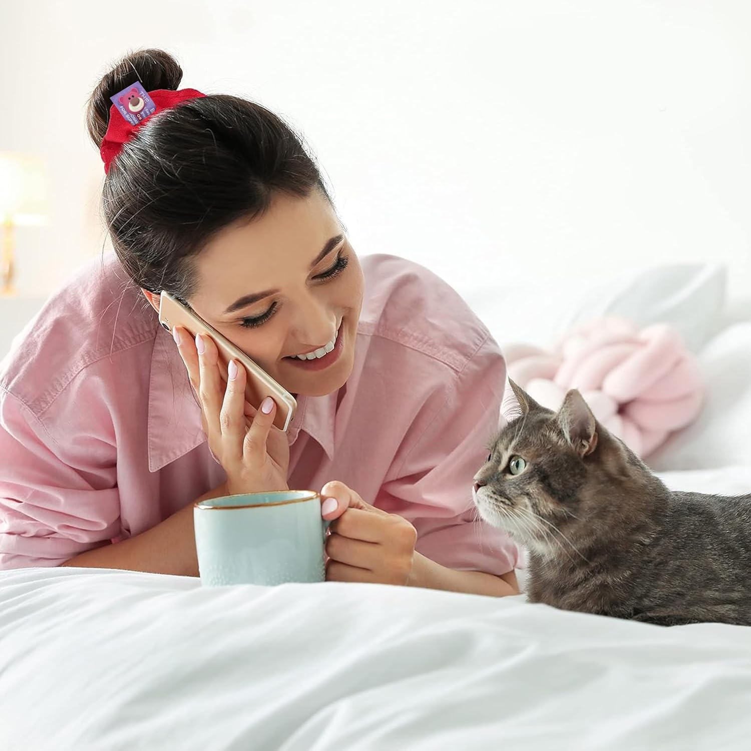 4 Hair Scrunchies Large Size Hair Bands Cute Rope Elastic Ties for Girls Women Bracelet Ponytail Holder Hair Accessories image number 1