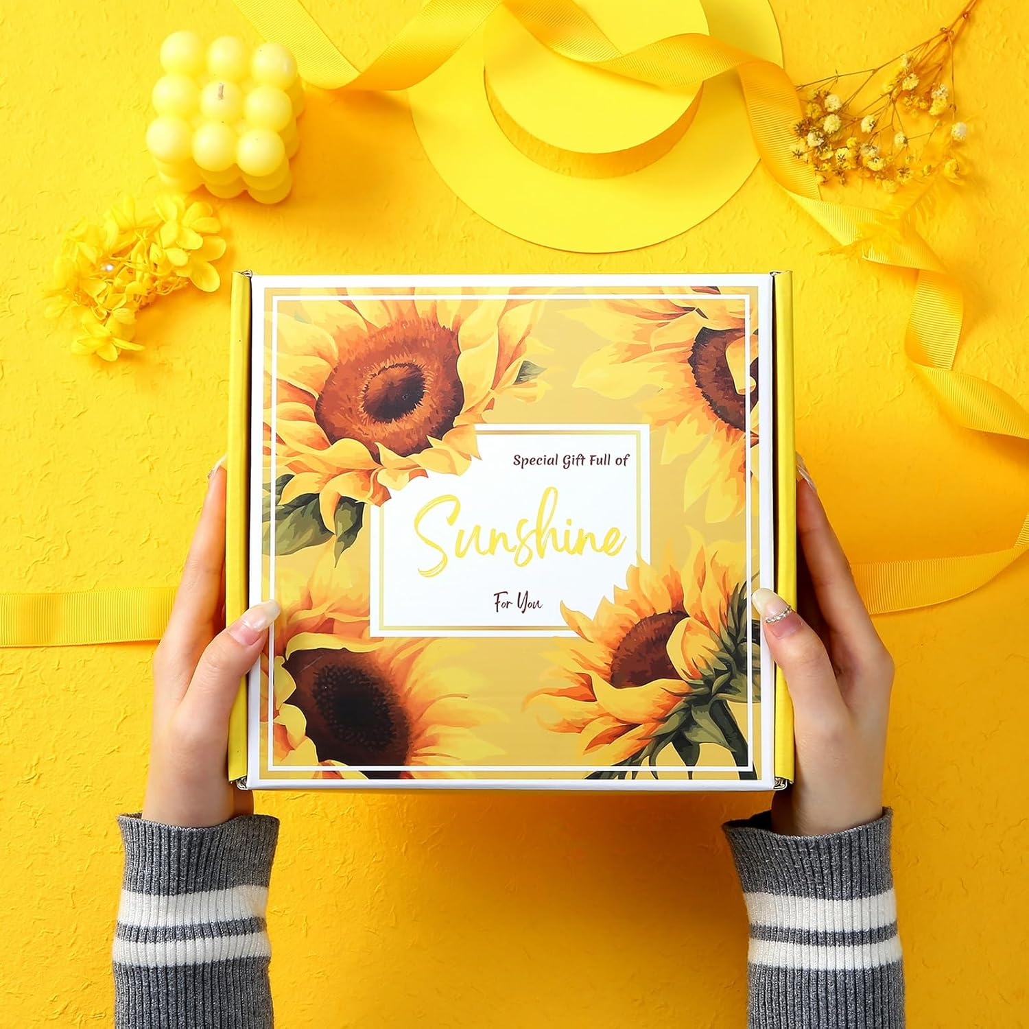 Happy Birthday Gift Women, Sunflower Gifts, Thankyou Gift, Coworker Get Well Soon Gift, Coffee Cup Set, Relaxation Pamper Spa Gift Box for Wife, Sister, Best Friends image number 1