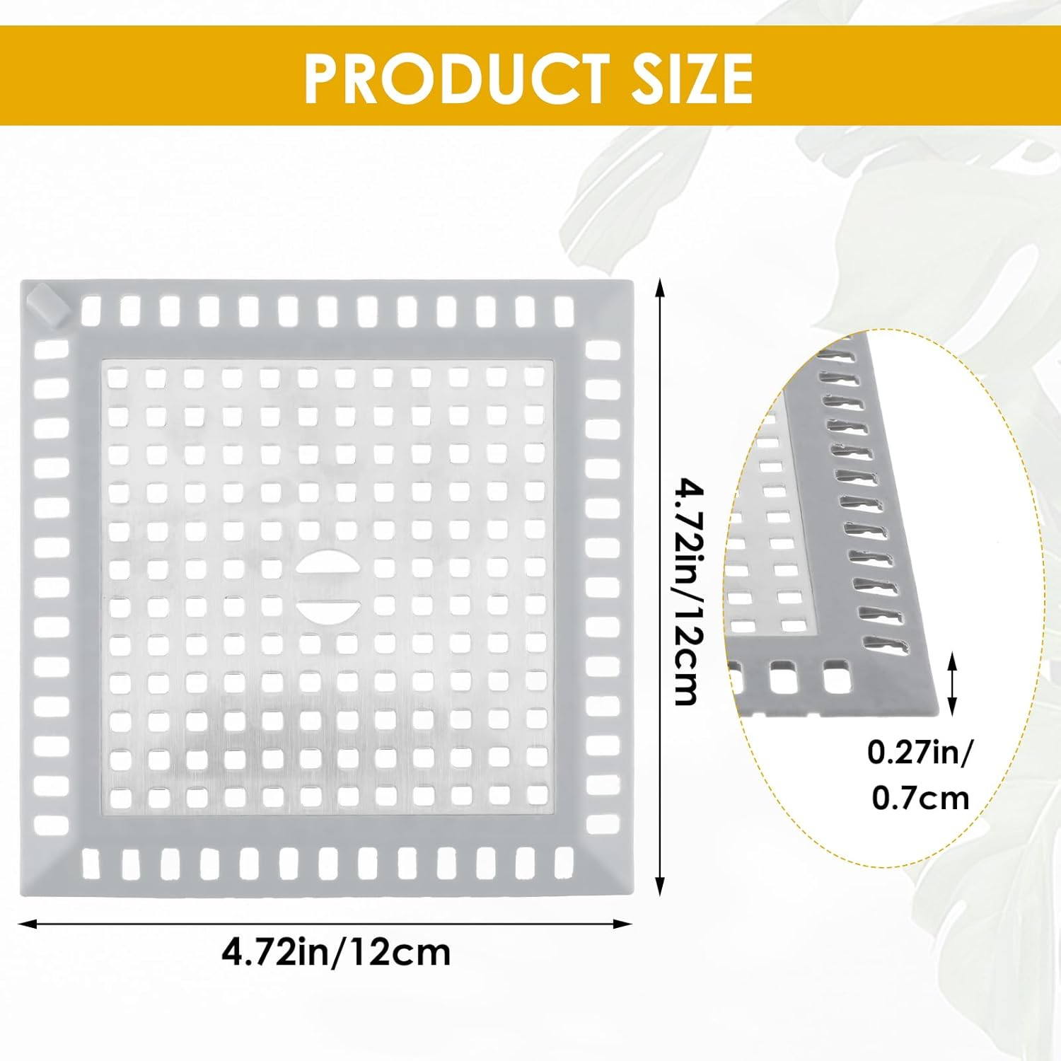 2 Pcs Shower Drain Strainer Hair Catcher 4.8Inch Stainless Metal Silicone Strainer Filter Cover Protector Bathtub Stopper for Bathroom Kitchen Floor Drain image number 5