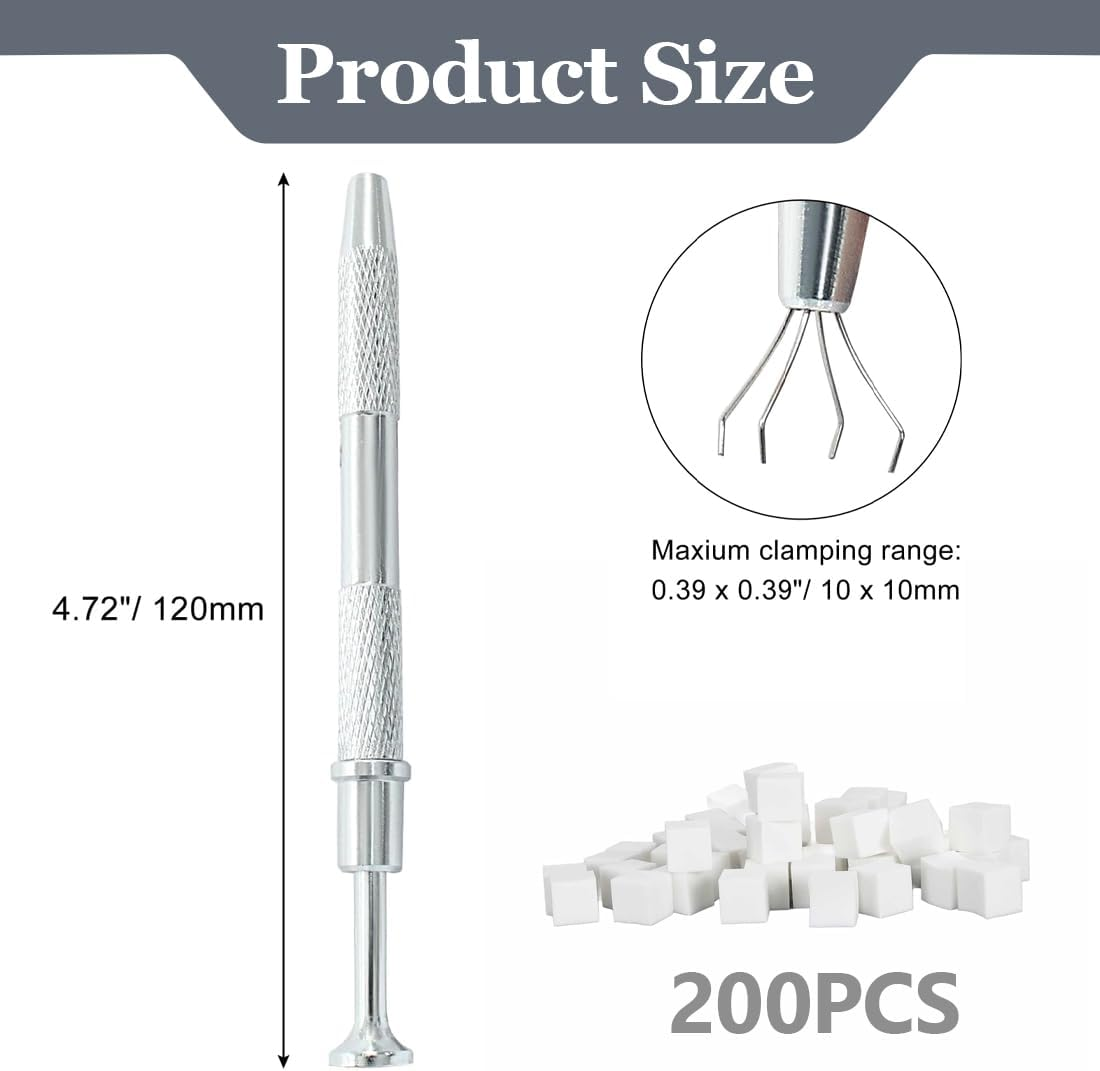 YUZNA Pack of 200 Nail Art Sponge with Metal Gripper, Sponge Nail Brush, Nail Design Accessories Sponge Brush to Create a Variety of Gradient Nail Art Patterns (White) image number 5