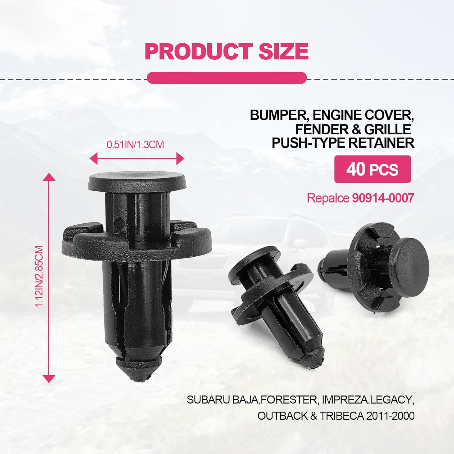 7Mm 8Mm 10Mm Push Type Retainer Fasteners Rivets Clips Compatible with Subaru Replace for 90914-0007, 90913-0067, 90914-0051 (100PCS) image number 3