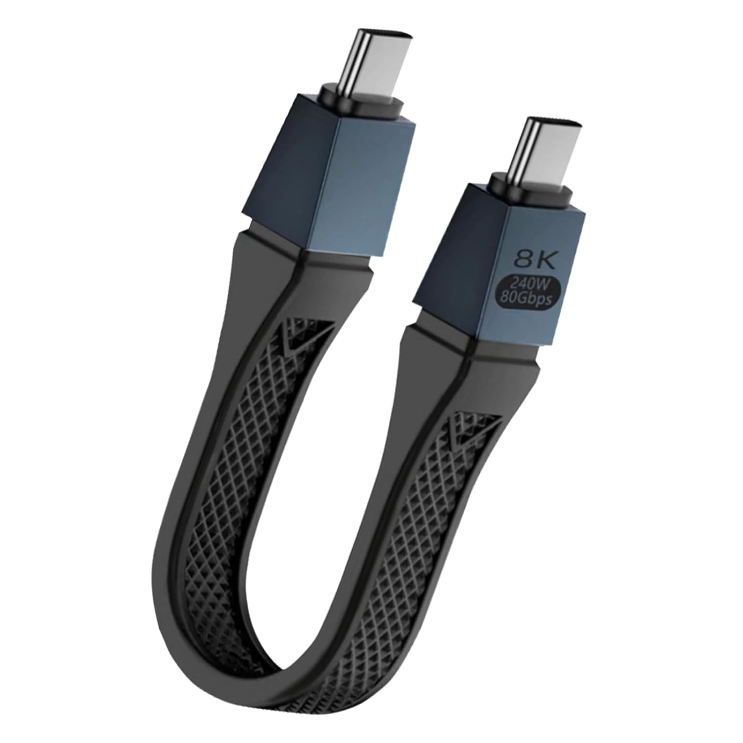 Danfetsoy USB C Short Cable 80Gbps, USB C Male to Type C Male Cable Support 80Gbps, 240W, 16K@30Hz Video Thunderbolt 4/3 for Laptop, Tablet, Docking, Egpu, Phone(Black, 13Cm/5Inch)