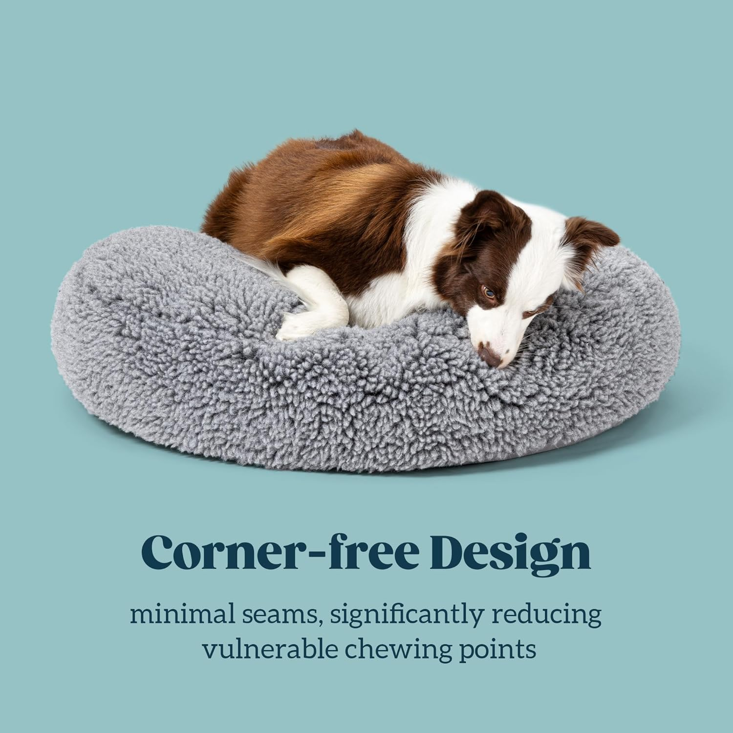 Stoutwool Chew Proof Dog Bed - round Chew Resistant Dog Bed - Fluffy Pillow Bed for Aggressive Chewers - Durable - Washable - Ideal for Large Breeds - 91Cm, Charcoal image number 3