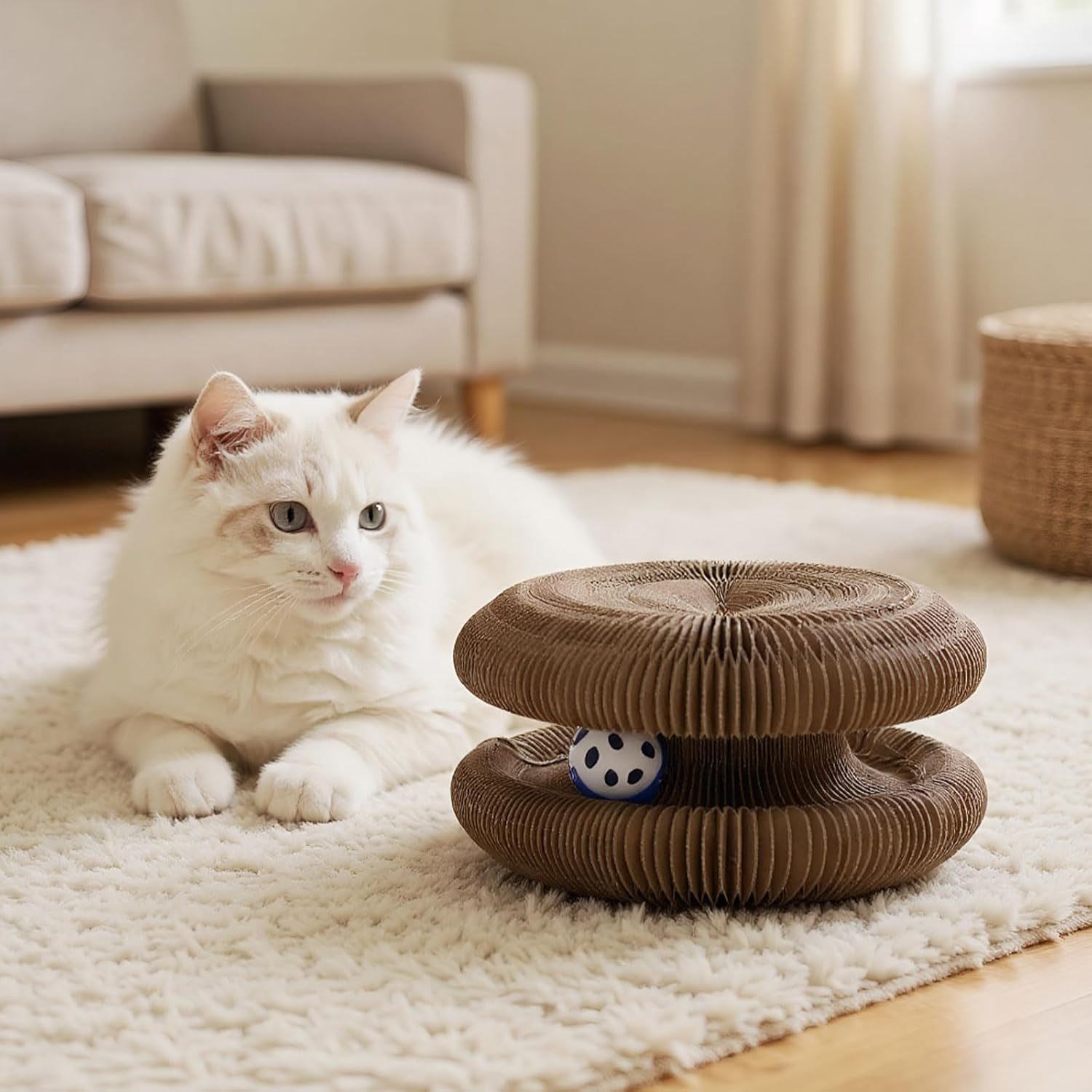 Xanthelle Scratching Cocoon for Cats, 2 Pack Cat Cave and Cat Toy with Scratching Cardboard for Cats as Scratching Board Accessory Indoor image number 3