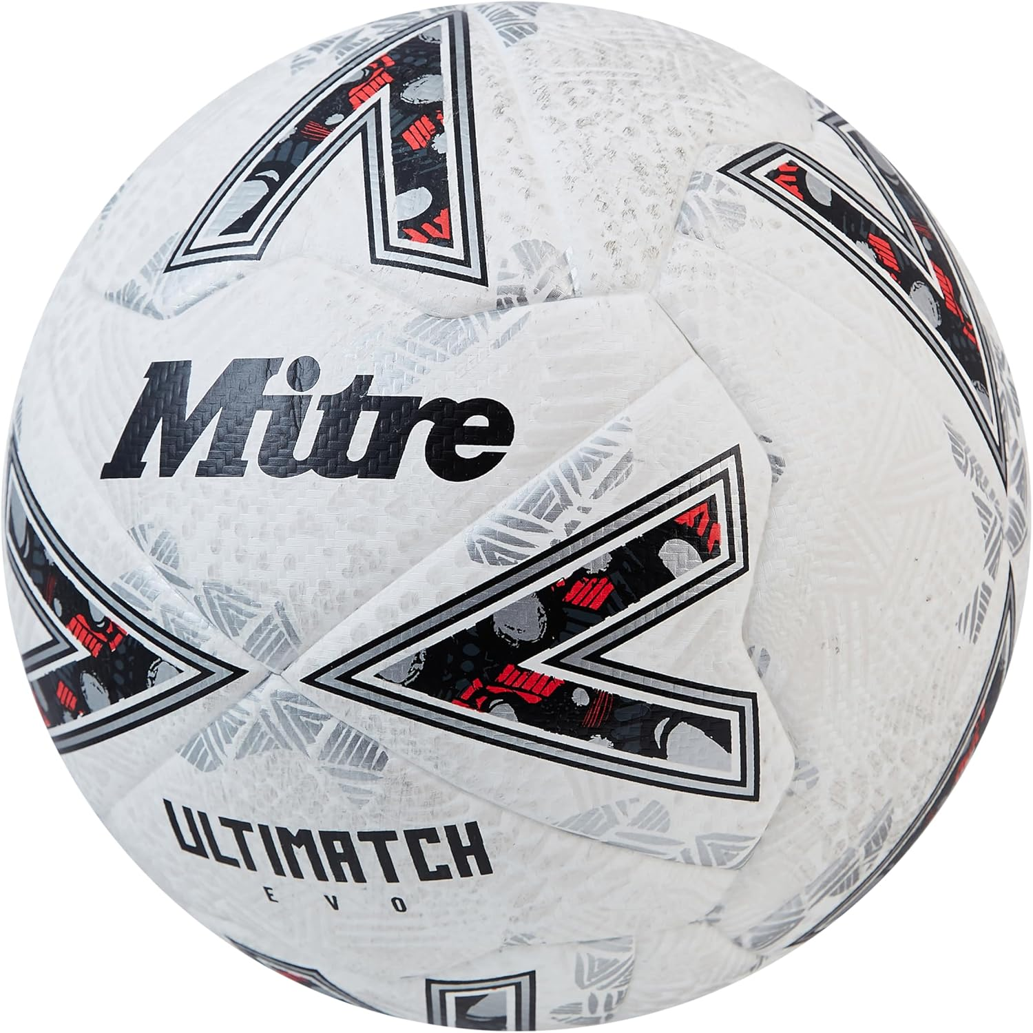 Mitre Ultimatch One Football Enhanced Control Extra Durability Extra Accuracy Ball White Blood Orange Pitch Green Black